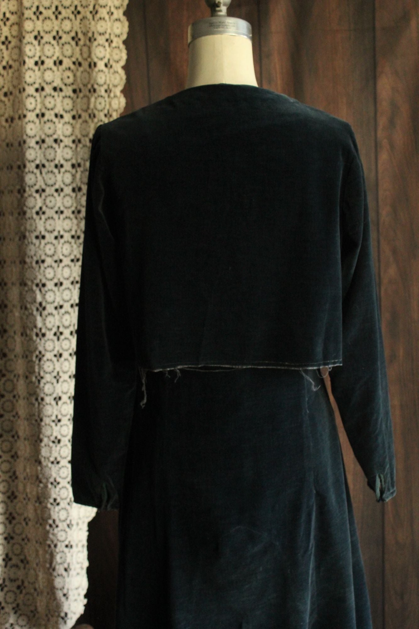 Vintage 1920s Navy Blue Velvet Dress and Bolero Jacket