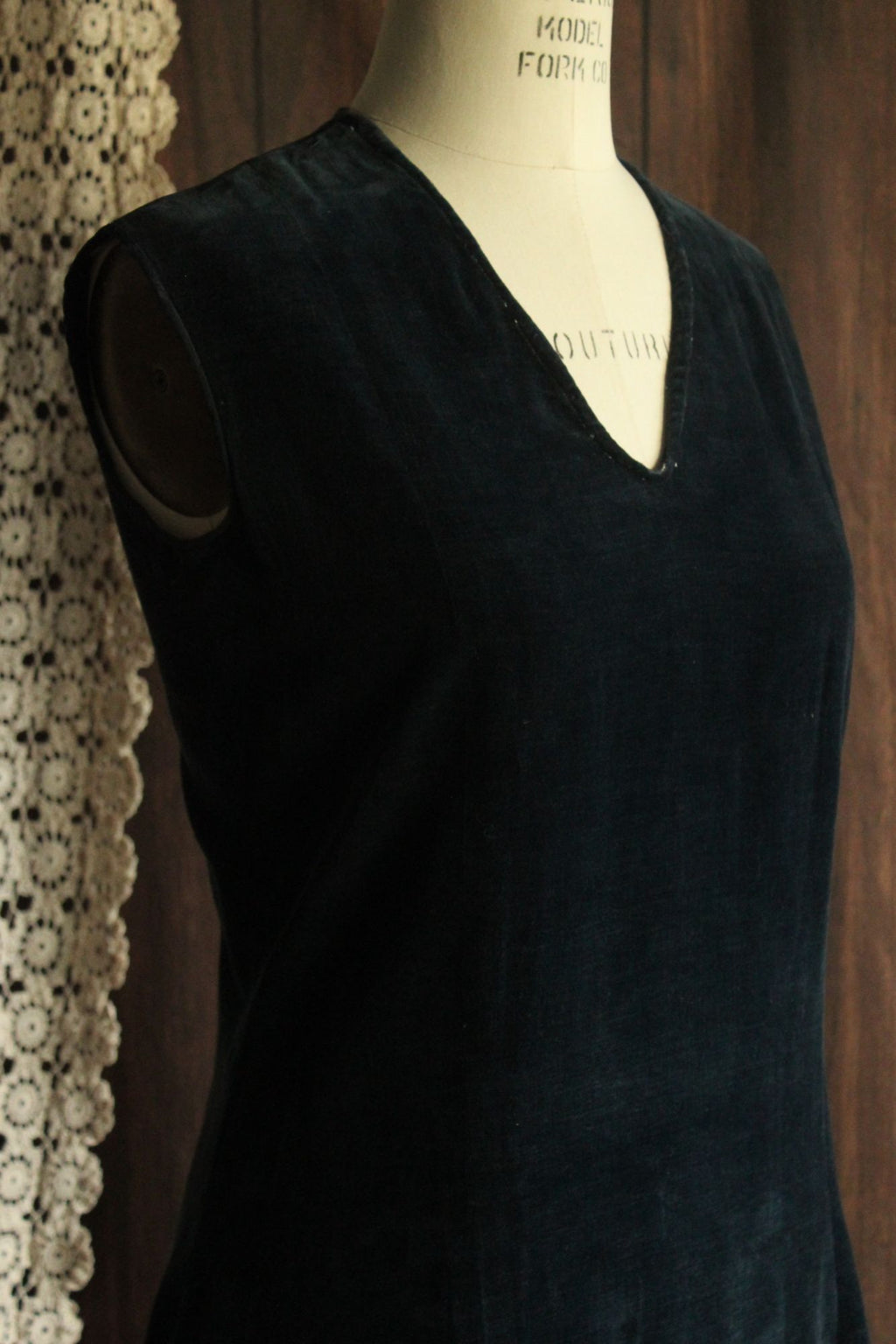 Vintage 1920s Navy Blue Velvet Dress and Bolero Jacket