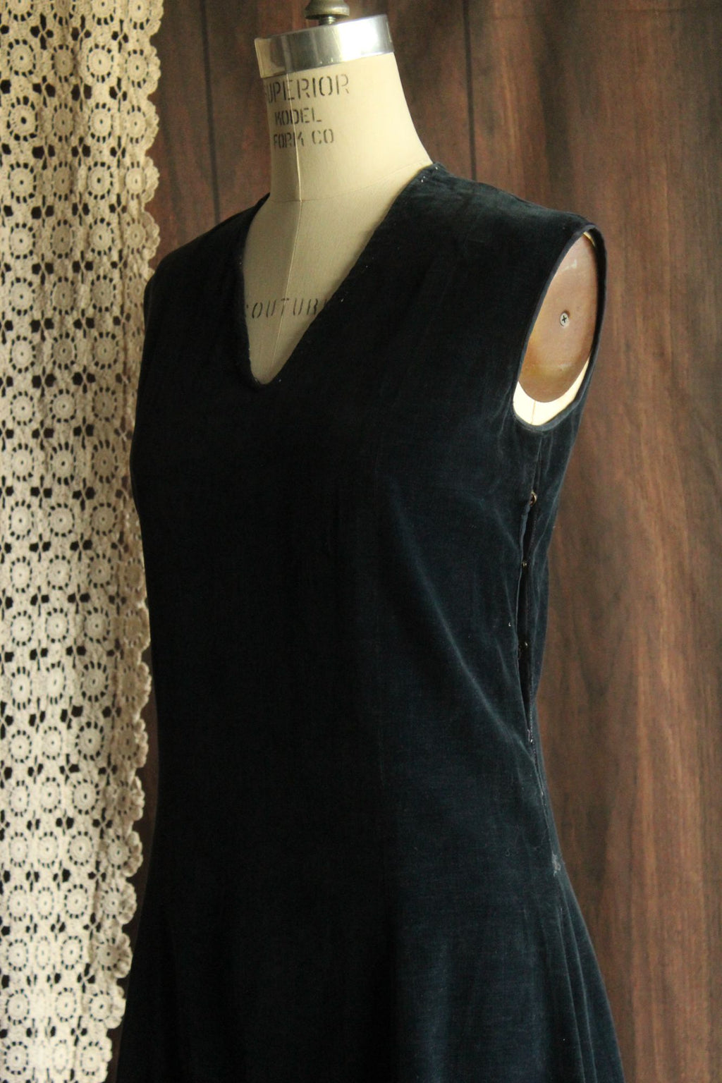 Vintage 1920s Navy Blue Velvet Dress and Bolero Jacket