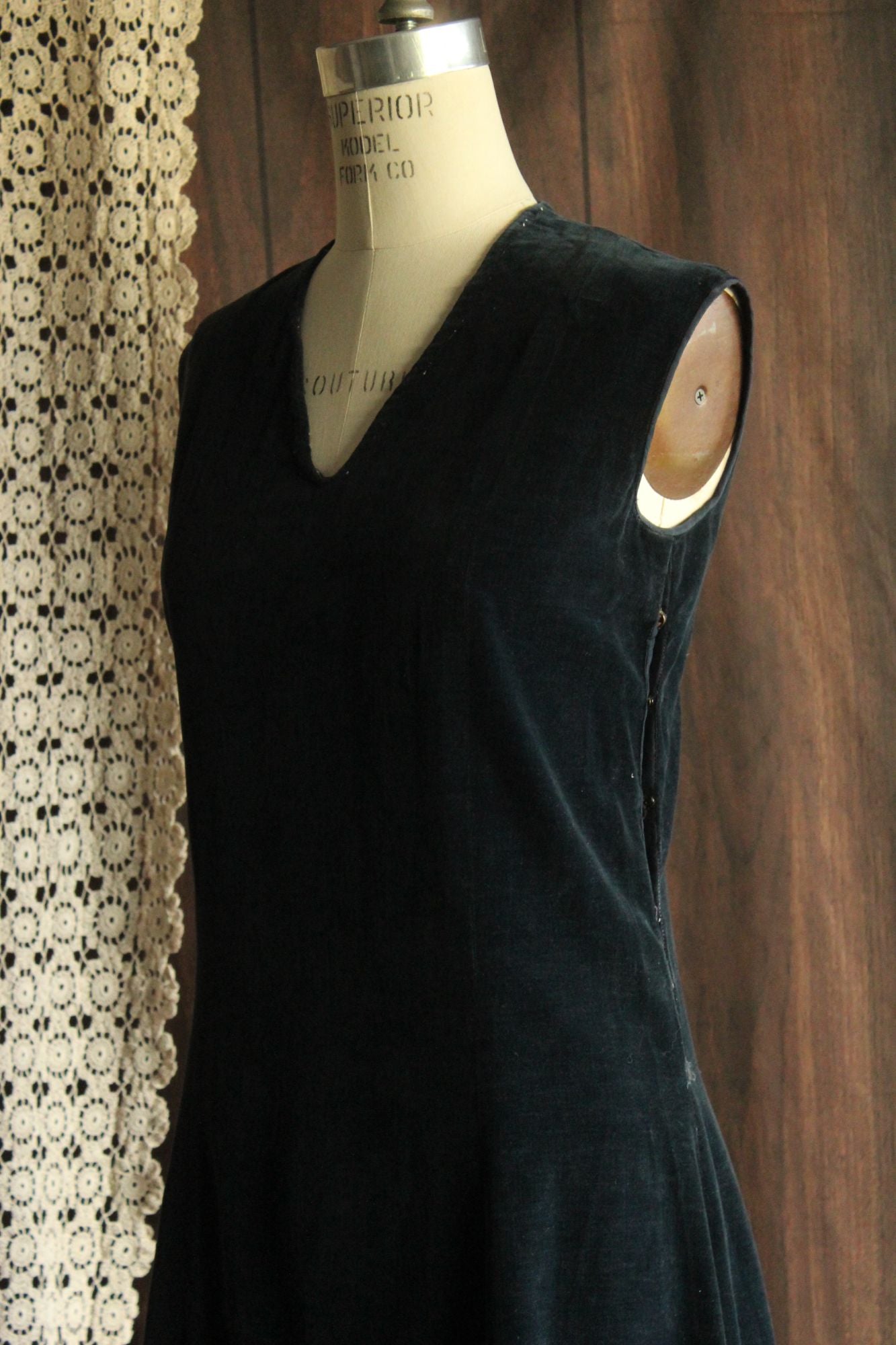 Vintage 1920s Navy Blue Velvet Dress and Bolero Jacket