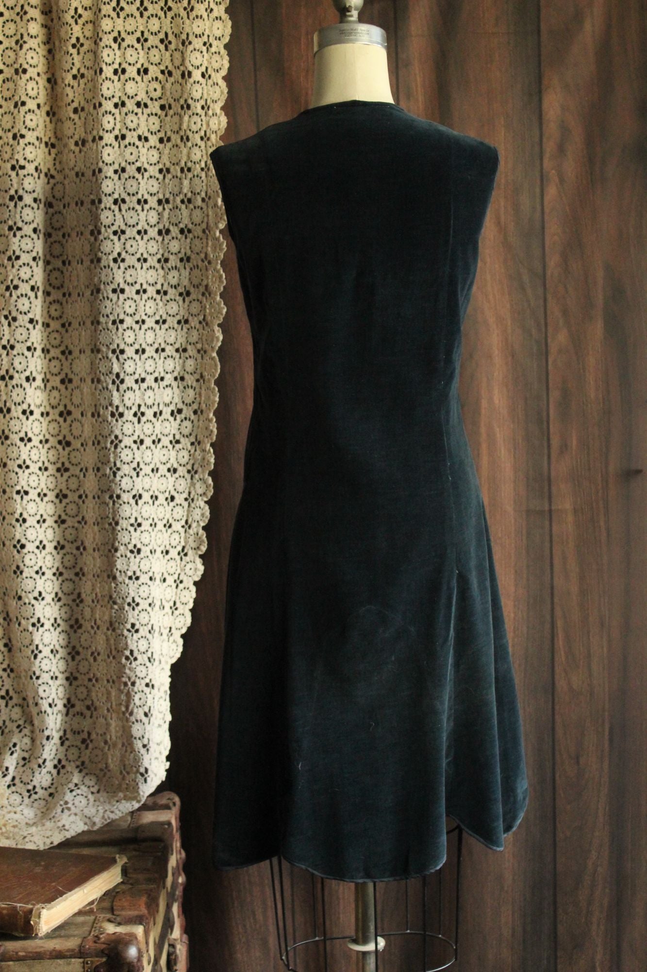 Vintage 1920s Navy Blue Velvet Dress and Bolero Jacket Vintage 1920s Navy Blue Velvet Dress and Bolero Jacket