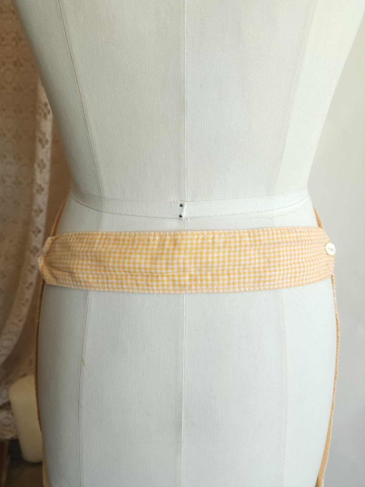 Vintage 1940s 1950s Orange Gingham Pinafore Apron With Pocket