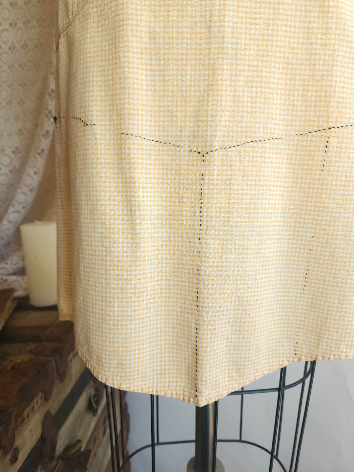 Vintage 1940s 1950s Orange Gingham Pinafore Apron With Pocket