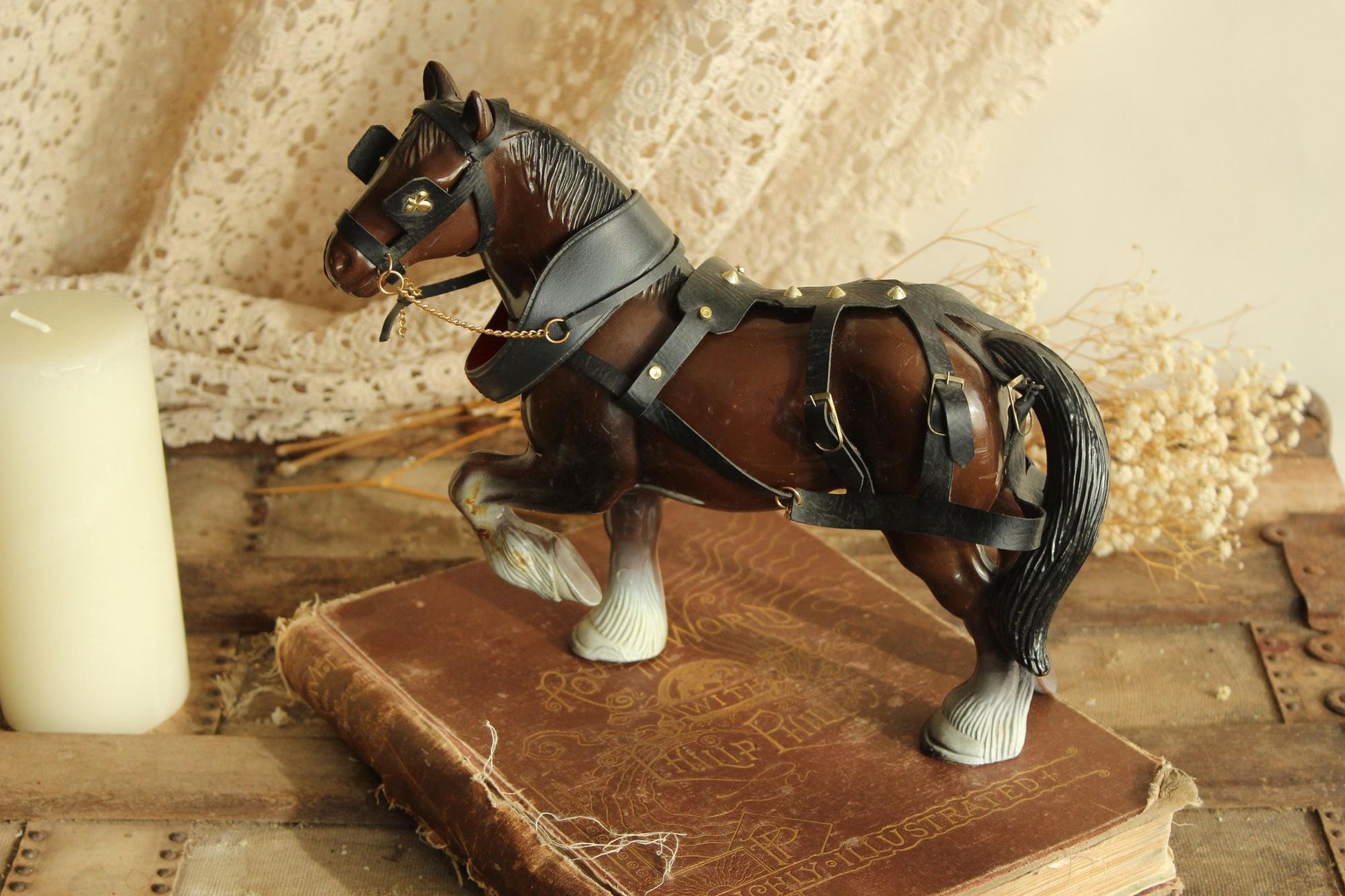 Vintage 1970s Clydesdale Model Horse Figurine 3165 with Harness