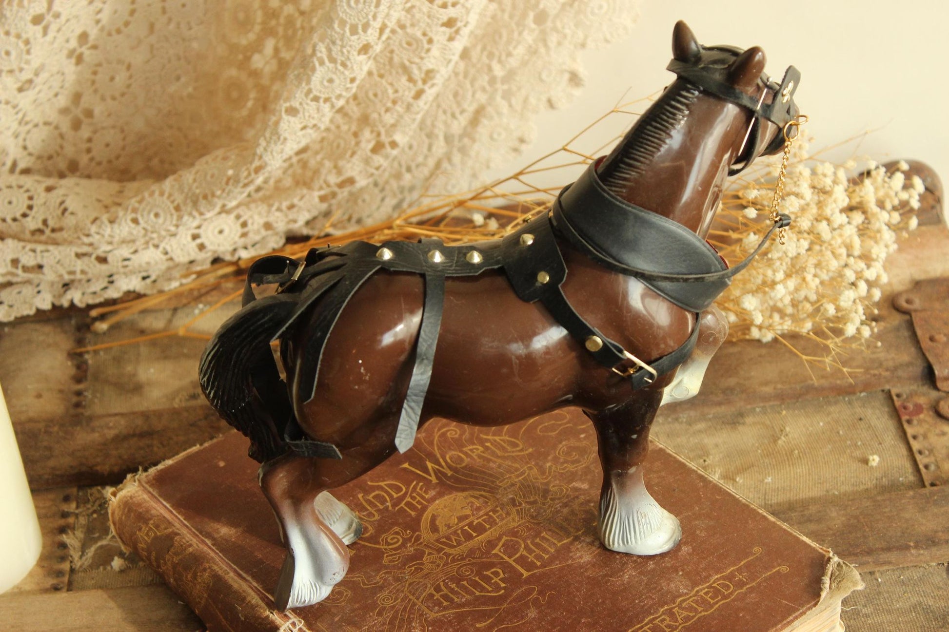 Vintage 1970s Clydesdale Model Horse Figurine 3165 with Harness