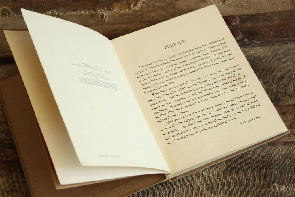 Vintage 1910s Book, "Reading Literary, The Primer", by Free and Treadwell, CA State Series