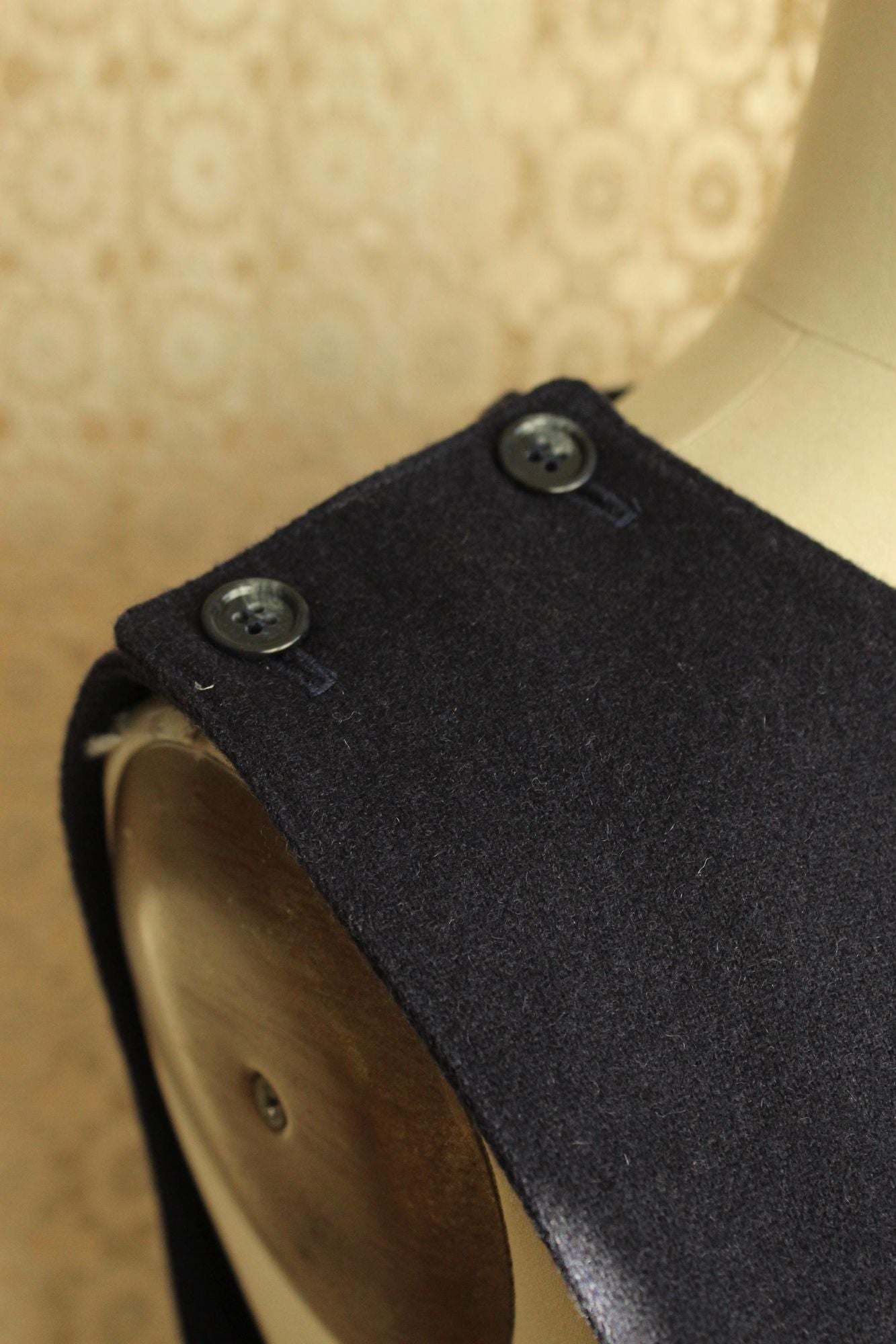 Vintage 1980s J.G. Hook Wool Navy Blue Pinafore Dress