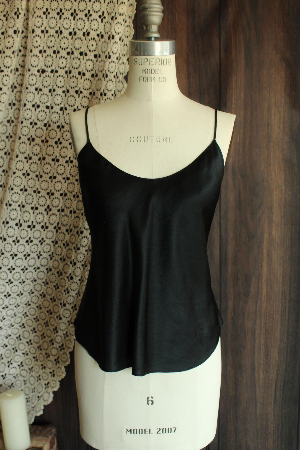 Vintage 1990s Calvin Klein Black Satin Camisole
