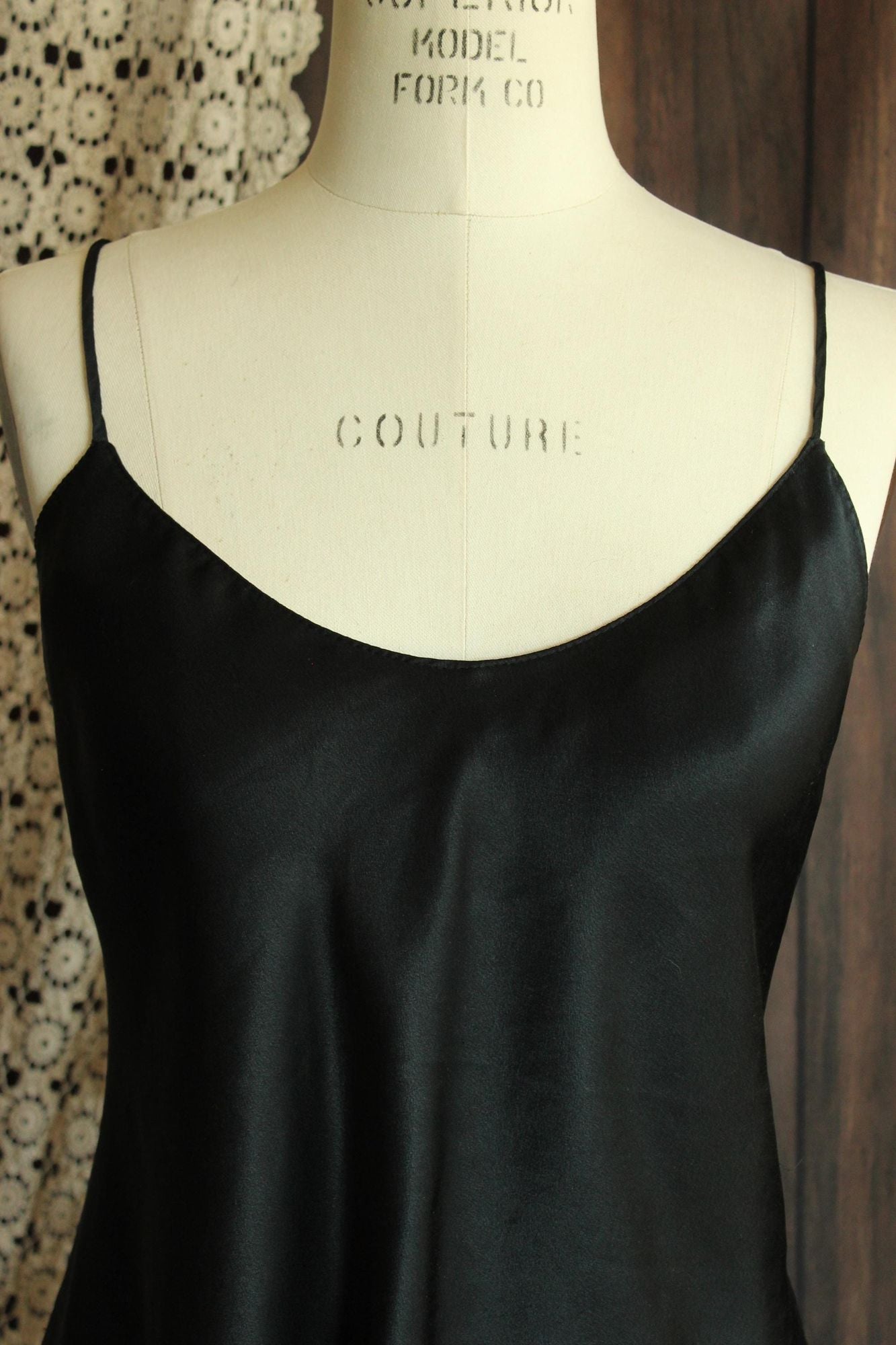 Vintage 1990s Calvin Klein Black Satin Camisole