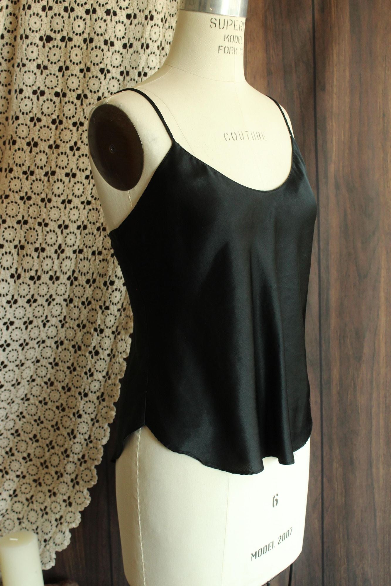 Vintage 1990s Calvin Klein Black Satin Camisole