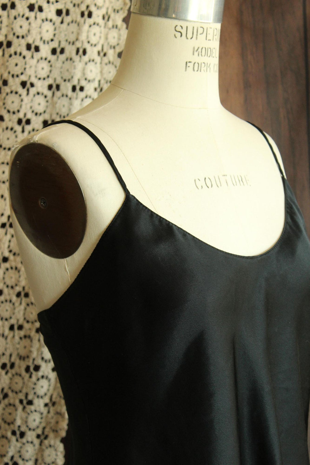 Vintage 1990s Calvin Klein Black Satin Camisole