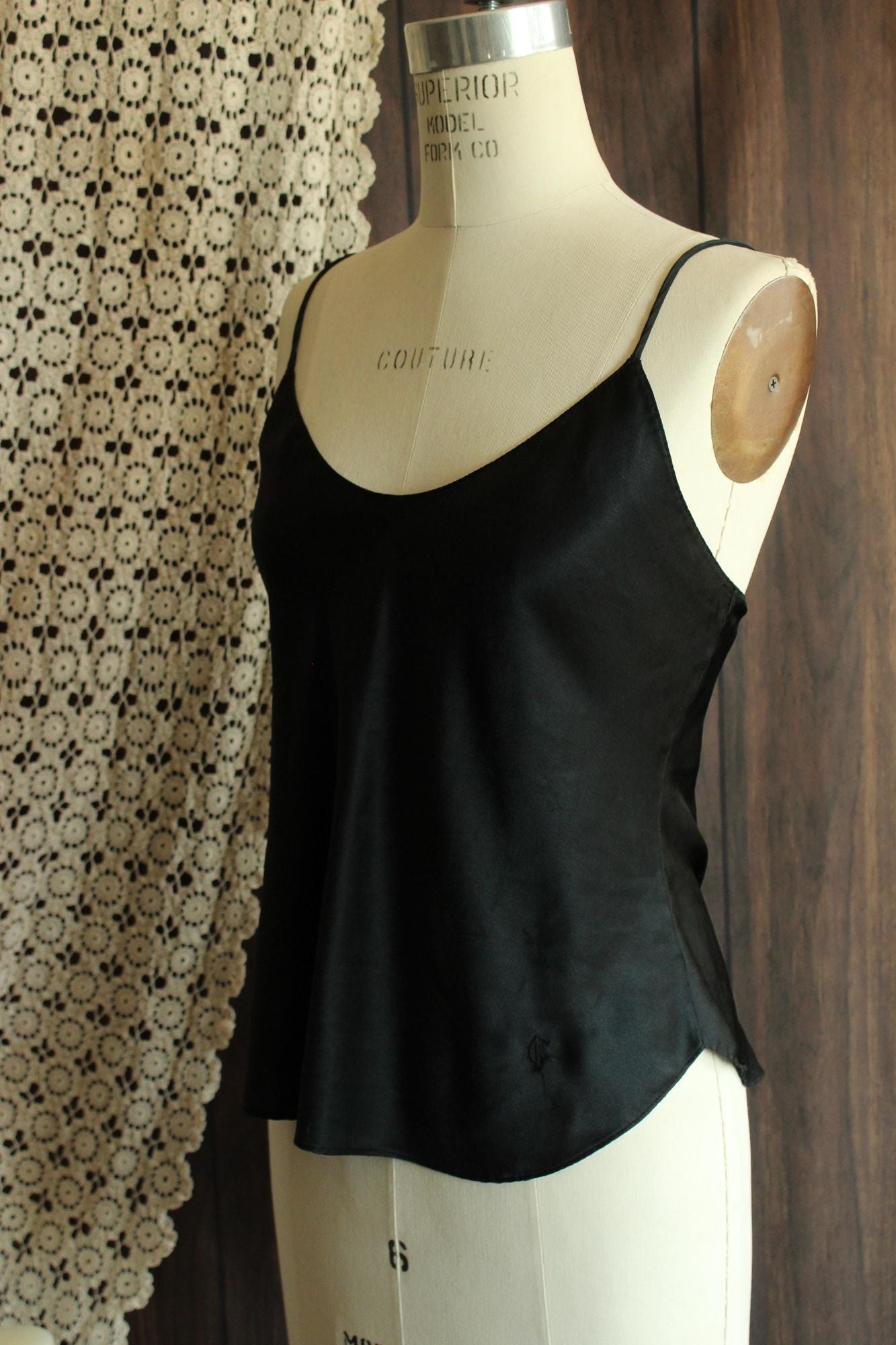 Vintage 1990s Calvin Klein Black Satin Camisole