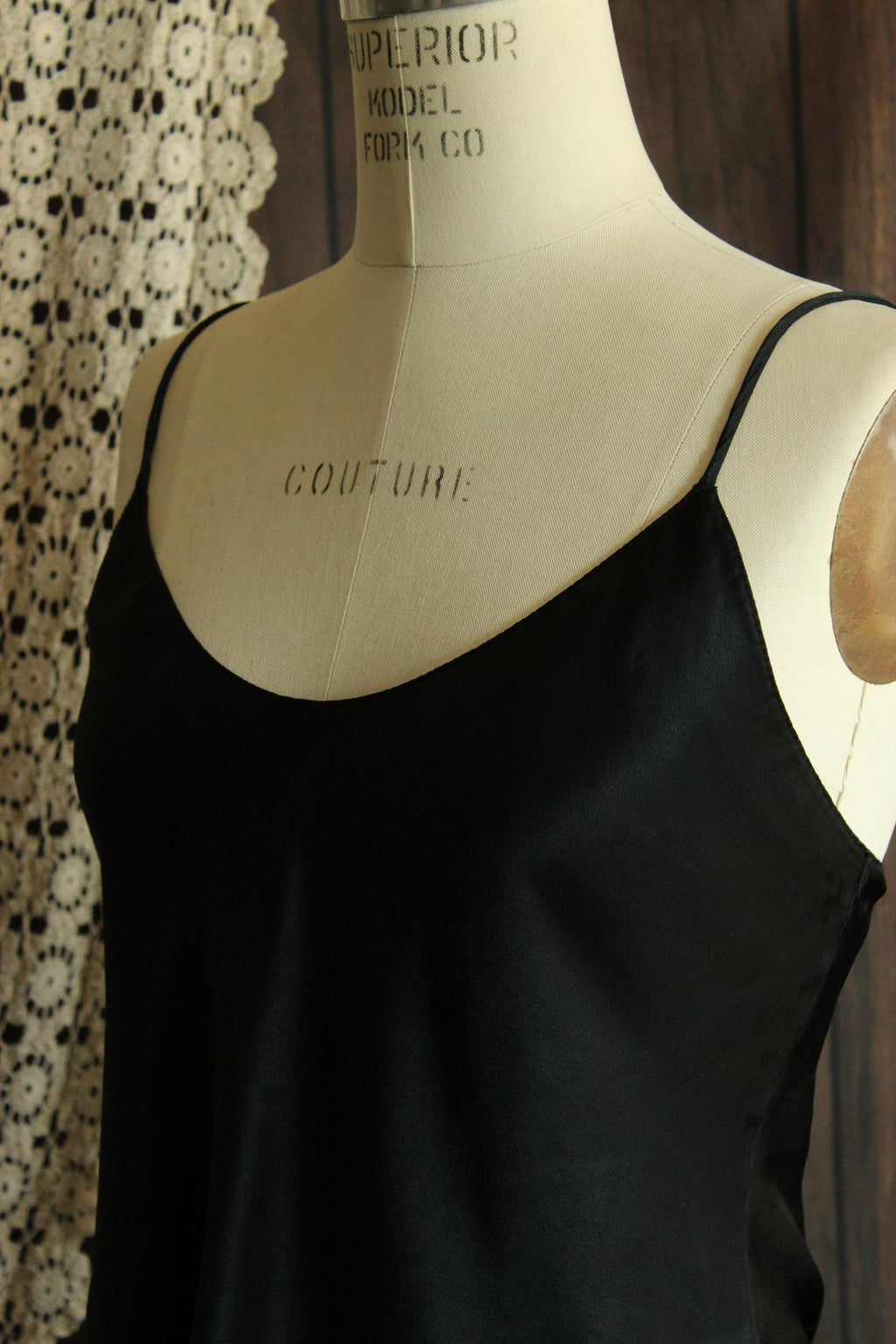 Vintage 1990s Calvin Klein Black Satin Camisole