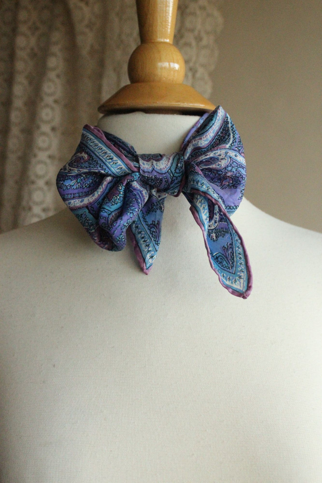 Vintage Vera Blue and Purple and Pink Silk Scarf