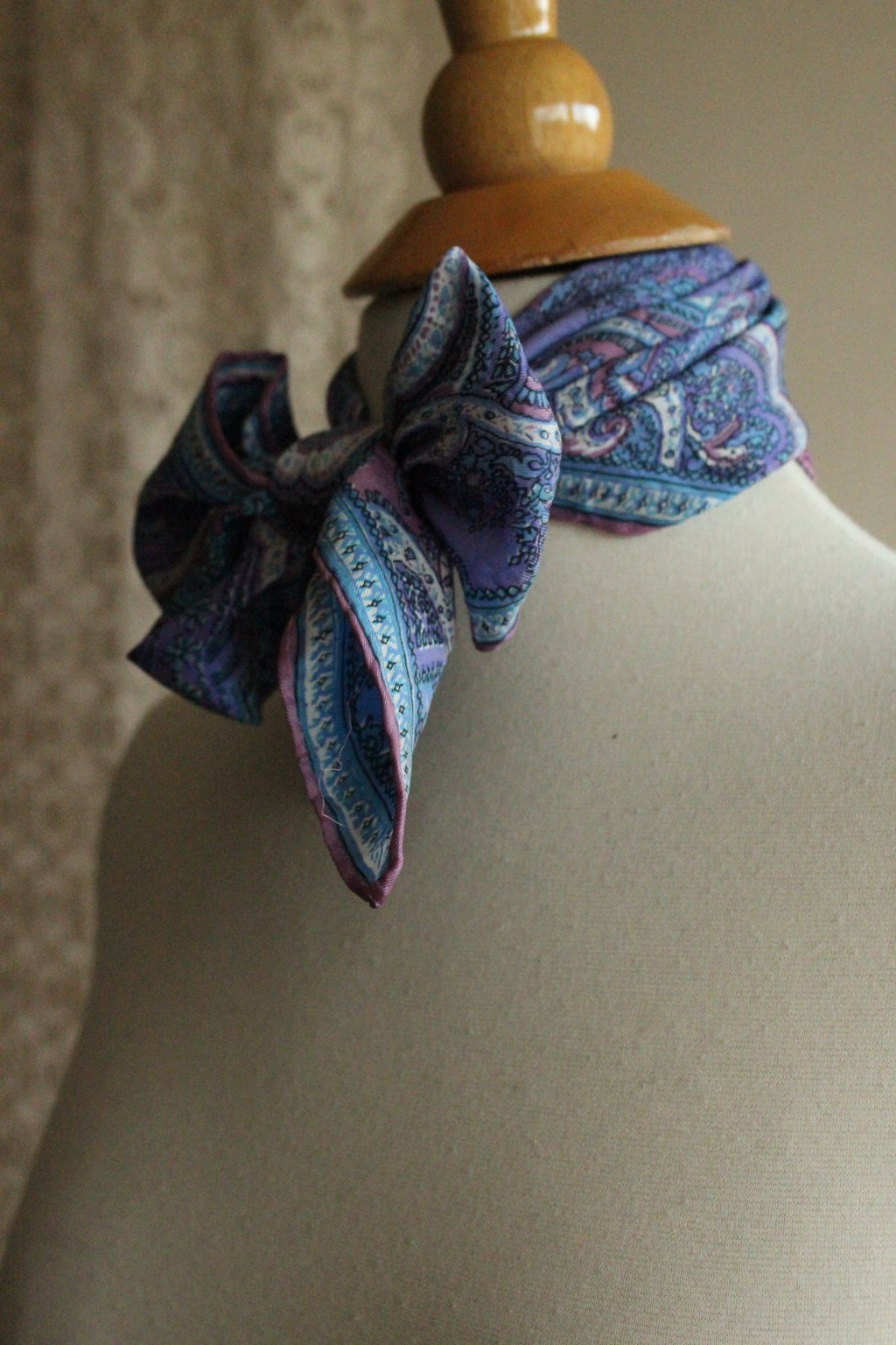 Vintage Vera Blue and Purple and Pink Silk Scarf