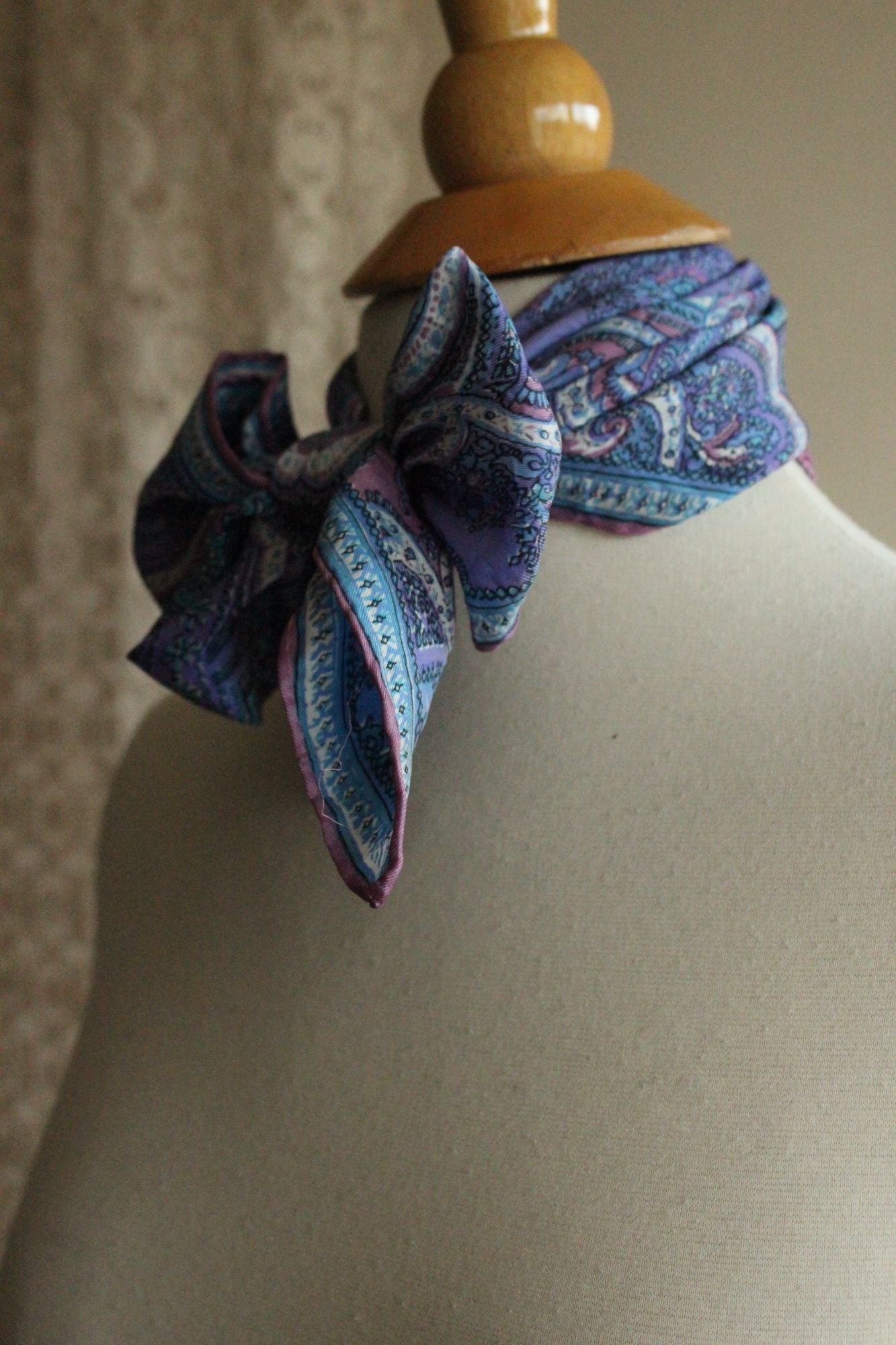 Vintage Vera Blue and Purple and Pink Silk Scarf