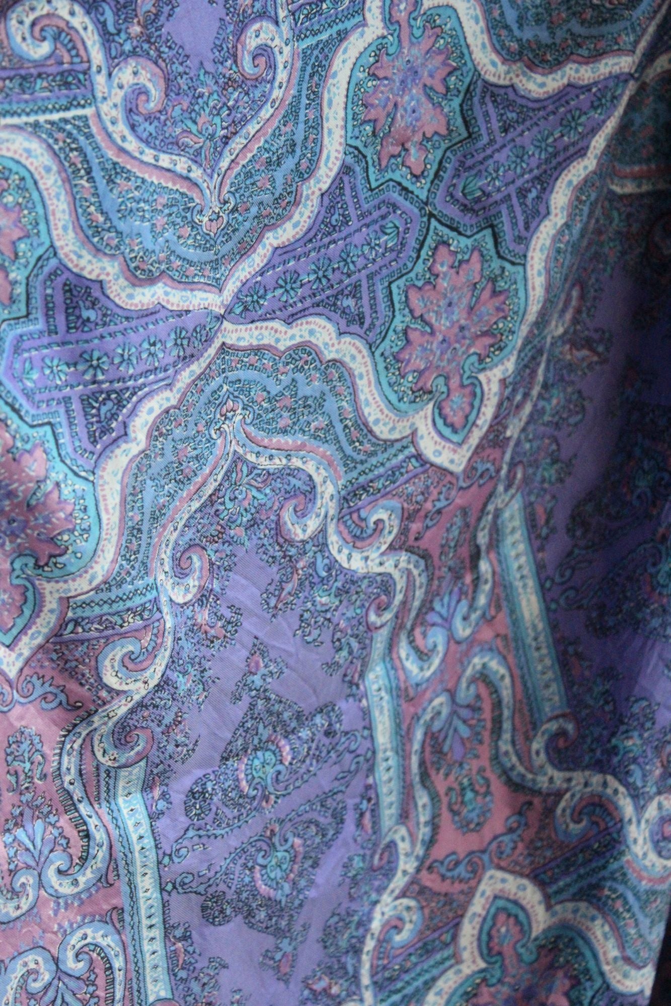 Vintage Vera Blue and Purple and Pink Silk Scarf