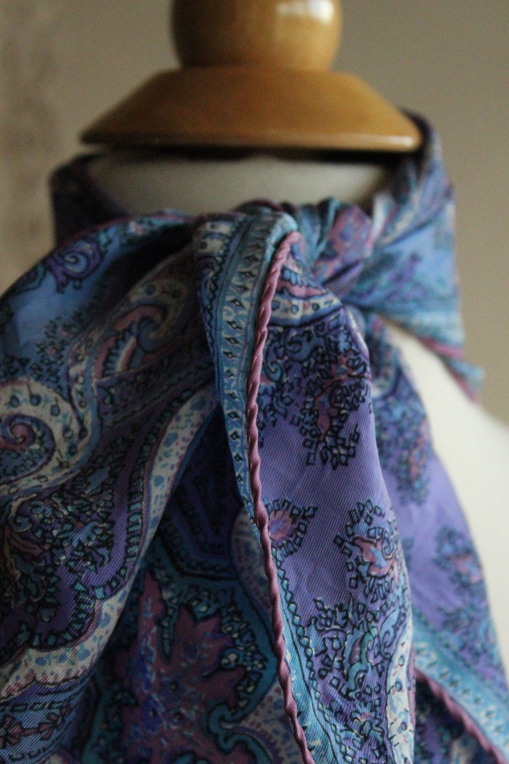 Vintage Vera Blue and Purple and Pink Silk Scarf