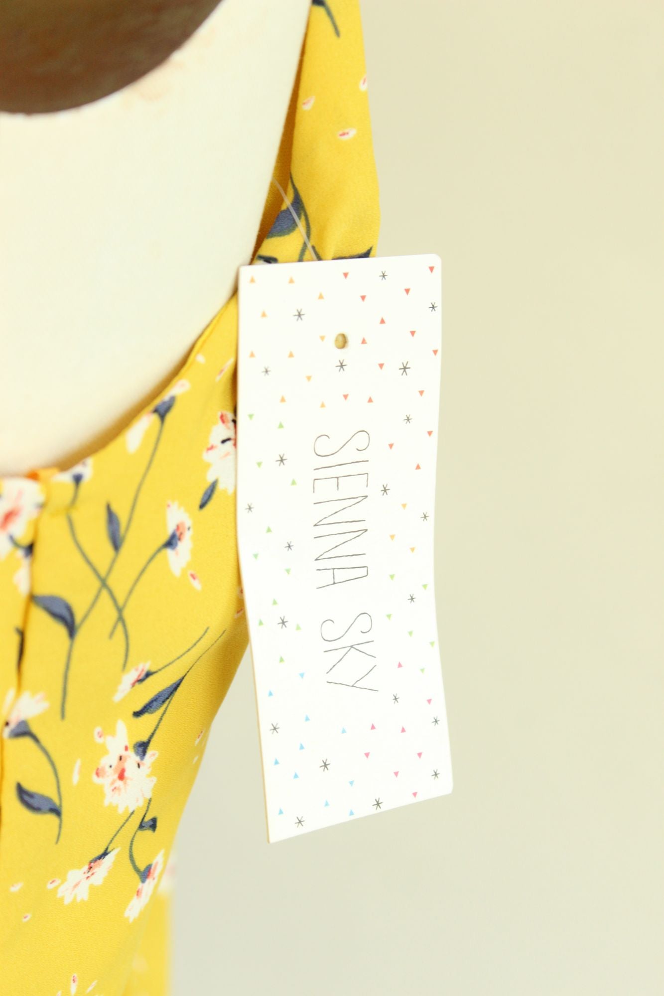 Sienna Sky Womens Top, Size Medium, Yellow Floral Tie-Front Sleeveless