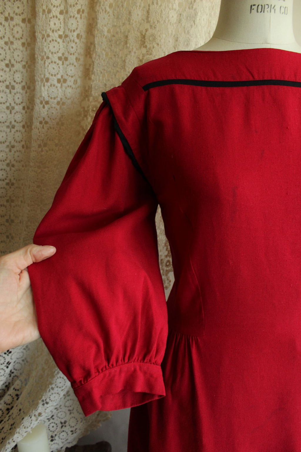 Vintage 1980s Joanie Char Red Silk Shirtwaist Dress