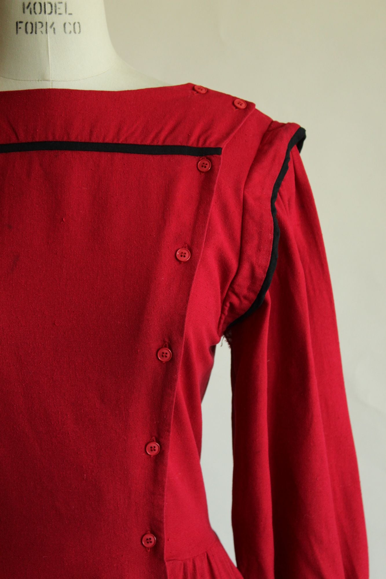 Vintage 1980s Joanie Char Red Silk Shirtwaist Dress