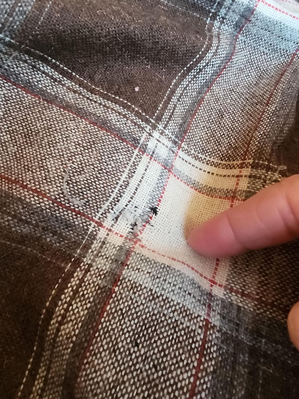 Vintage 1970s Volup Plaid Wool Brown and White Skirt with Pockets