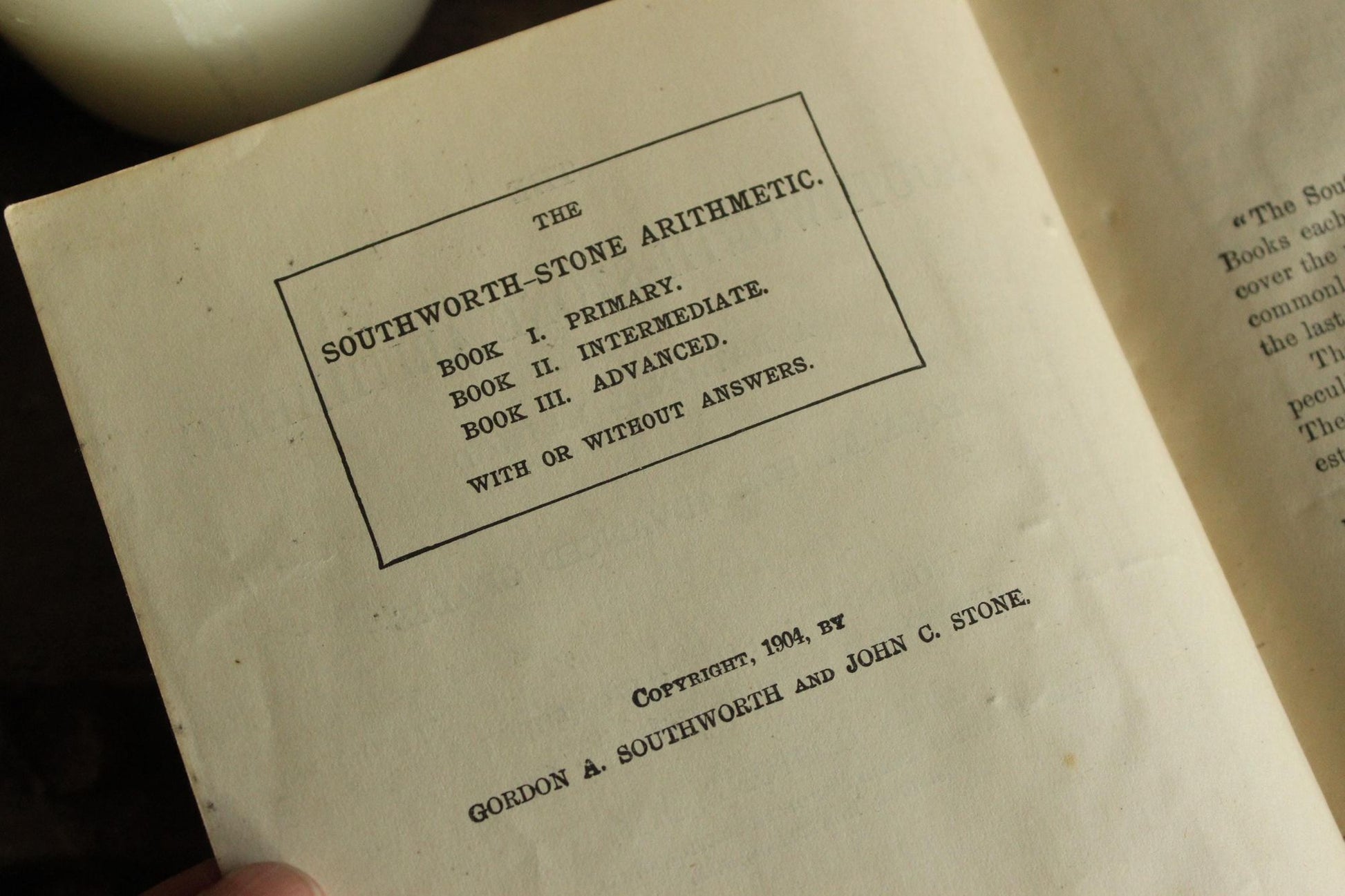 Vintage 1900s Book, "The Southworth-Stone Arithmetic, Advanced Grades", by Gordon A. Southworth and John C. Stone