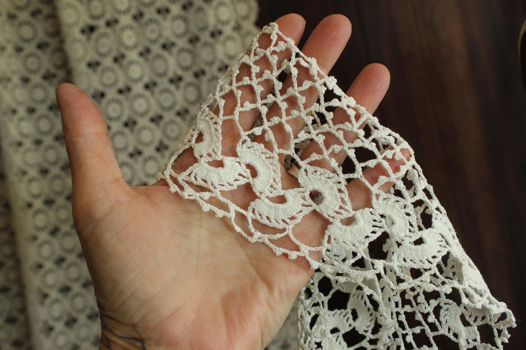 Vintage Crochet Lace Collar Trim, White,  23" by 3.5"
