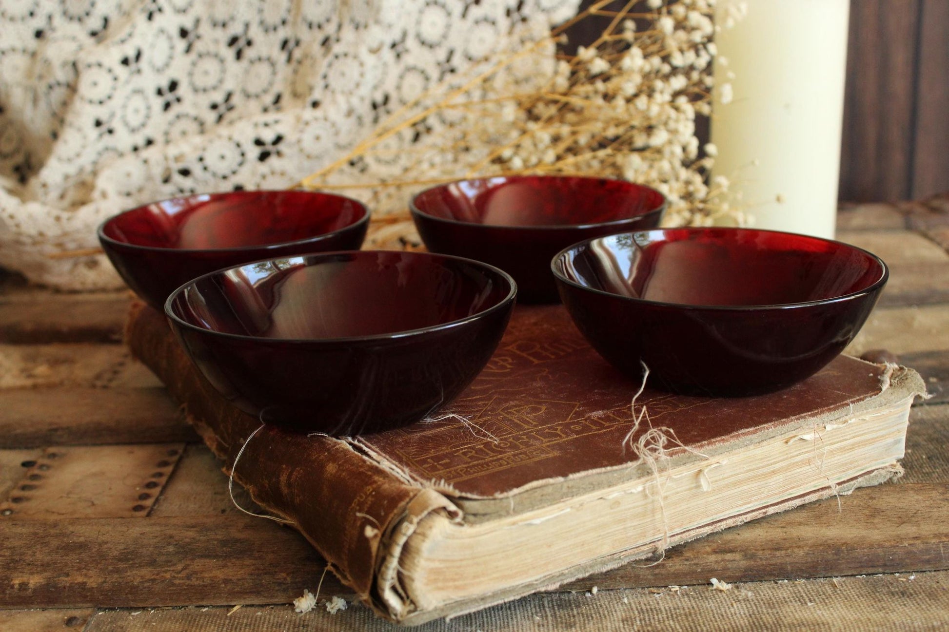 Vintage 1950s 1960s Anchor Hocking Royal Ruby Red Bowls