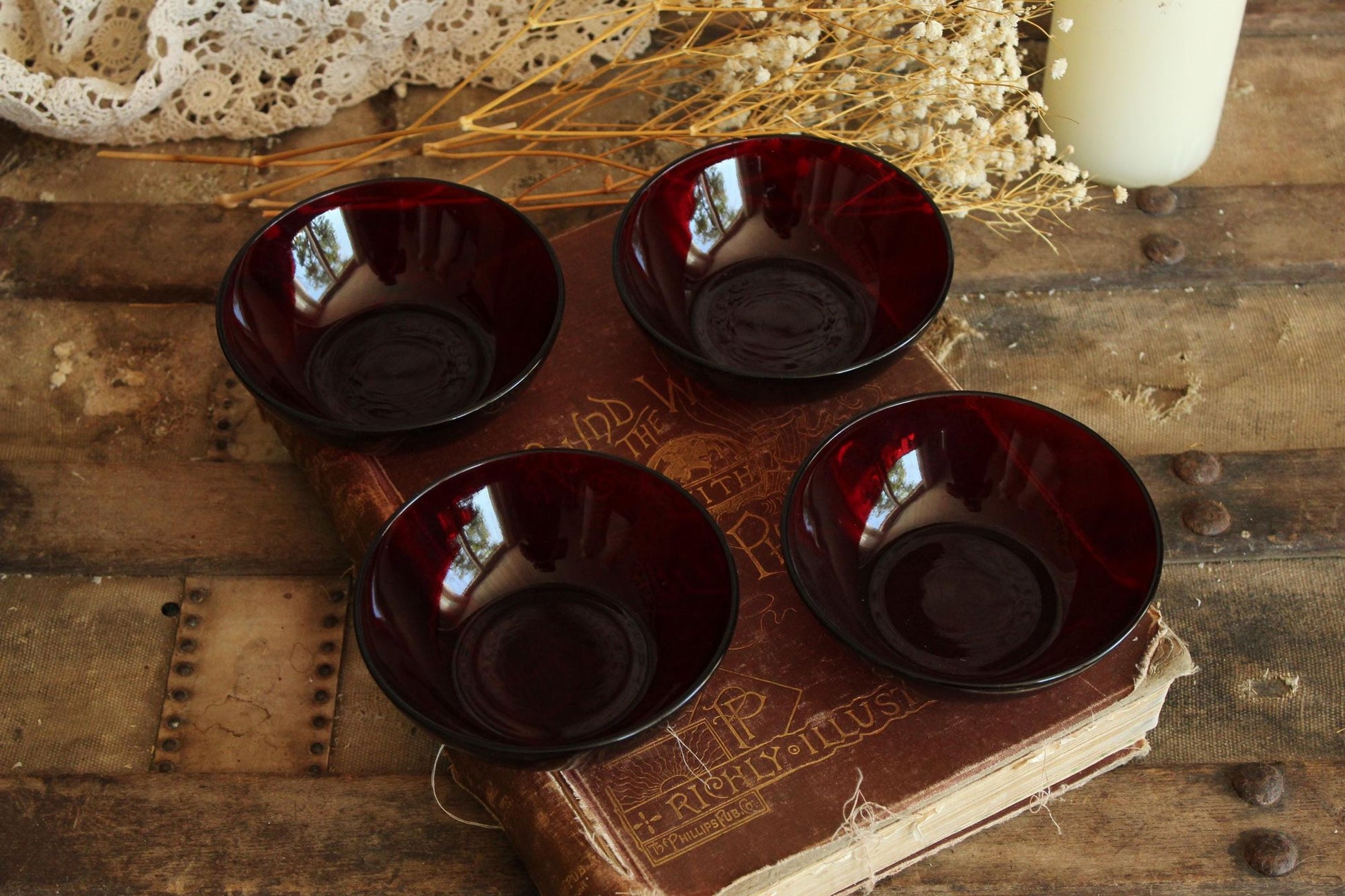 Vintage 1950s 1960s Anchor Hocking Royal Ruby Red Bowls
