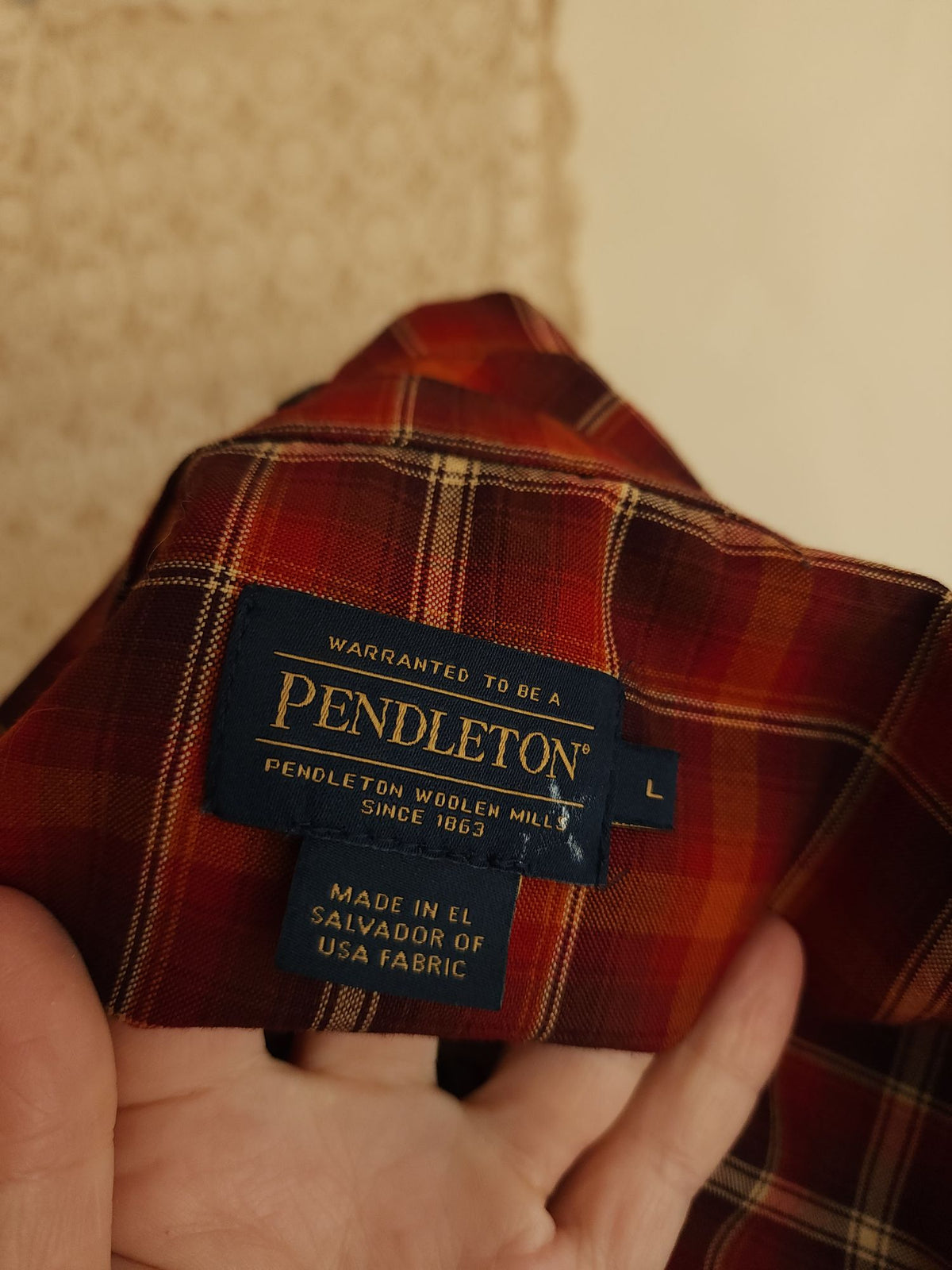 Pendleton Plaid Button-Back Tunic Blouse Red Cap Sleeve Top Size L