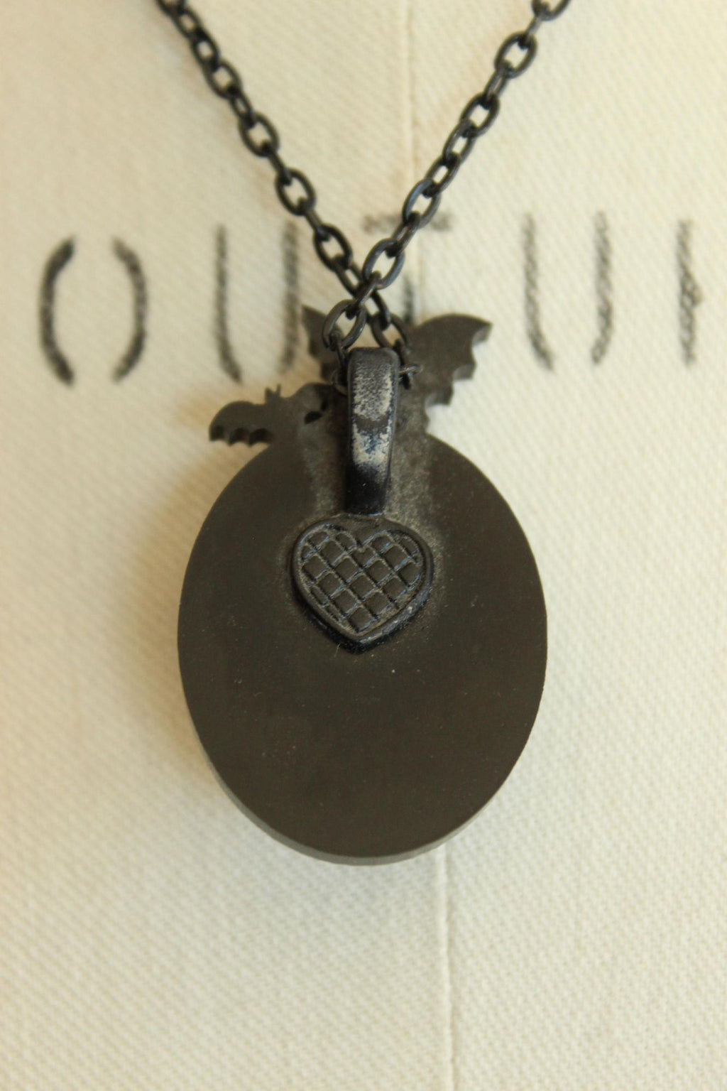 Gothic Bat Cameo Necklace with Purple Amethyst