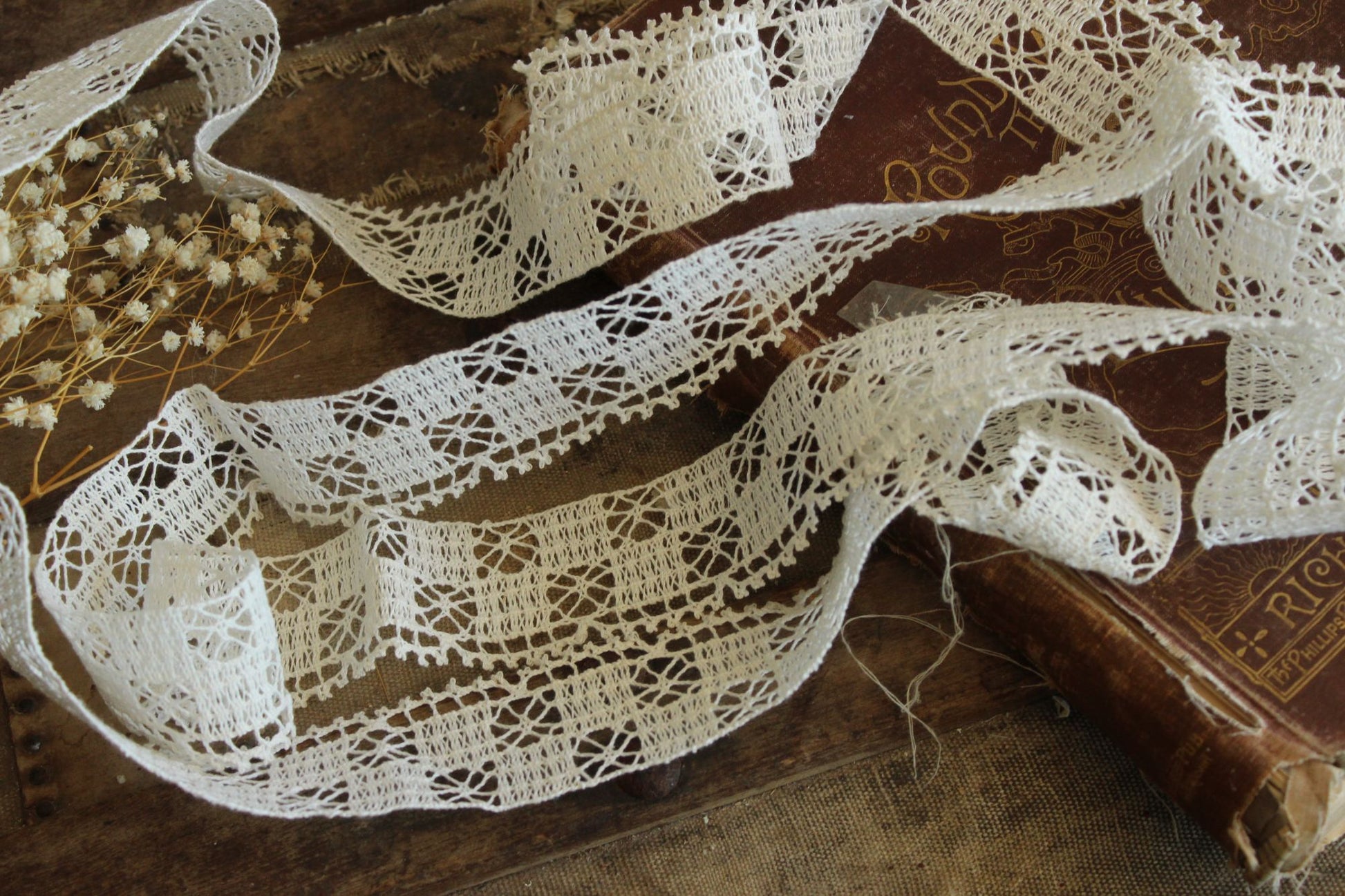 Vintage 1940s 1950s Lace Trim, 1.75" Wide , Three Yards