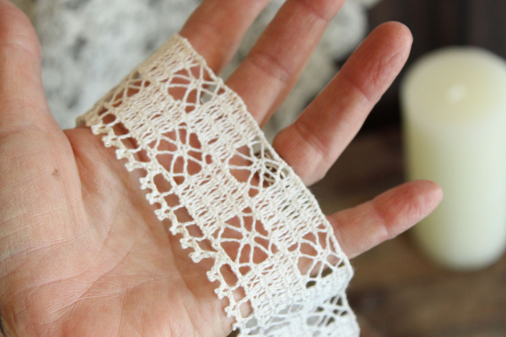 Vintage 1940s 1950s Lace Trim, 1.75" Wide , Three Yards