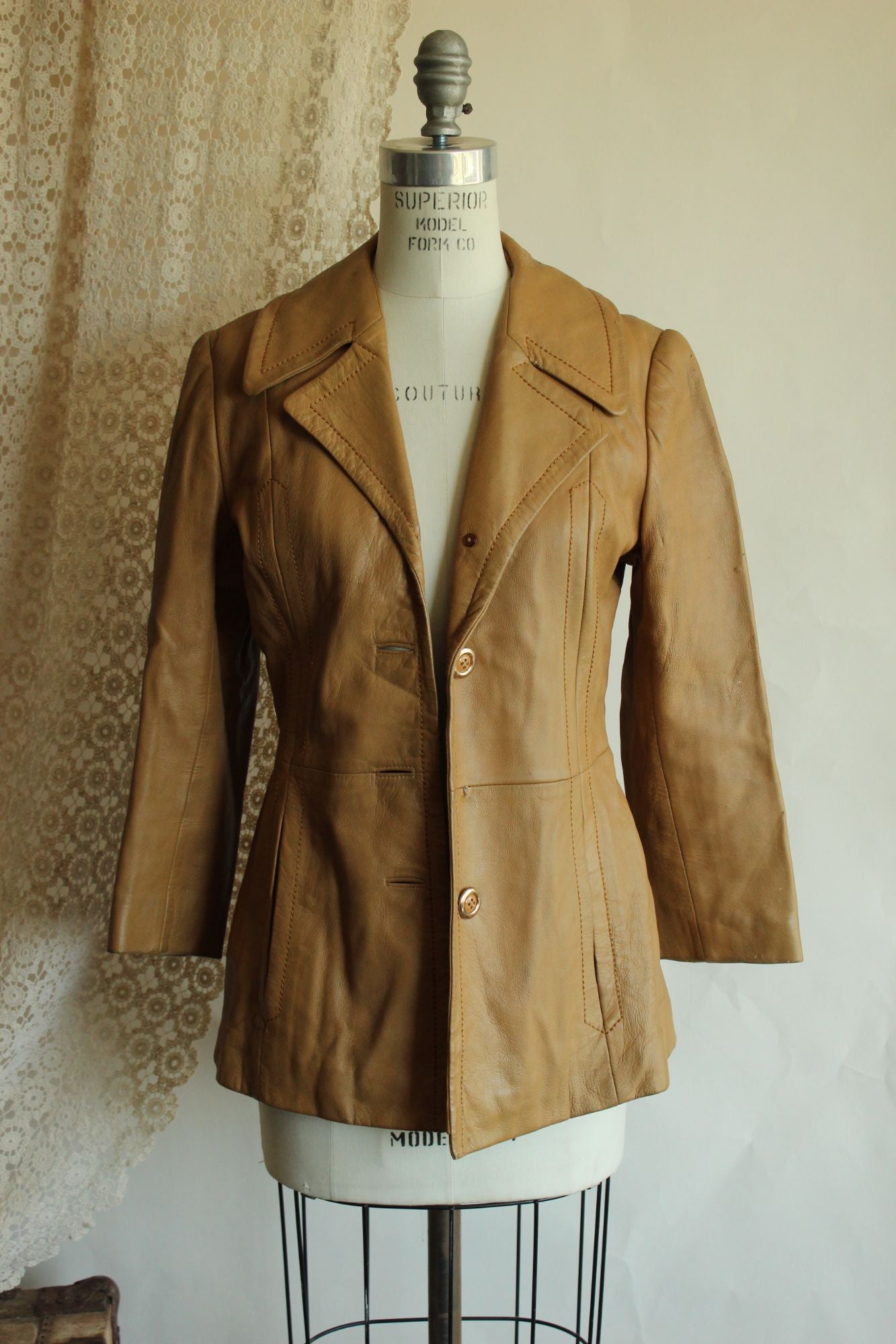 Vintage 1970s Danaya Tan Leather Jacket