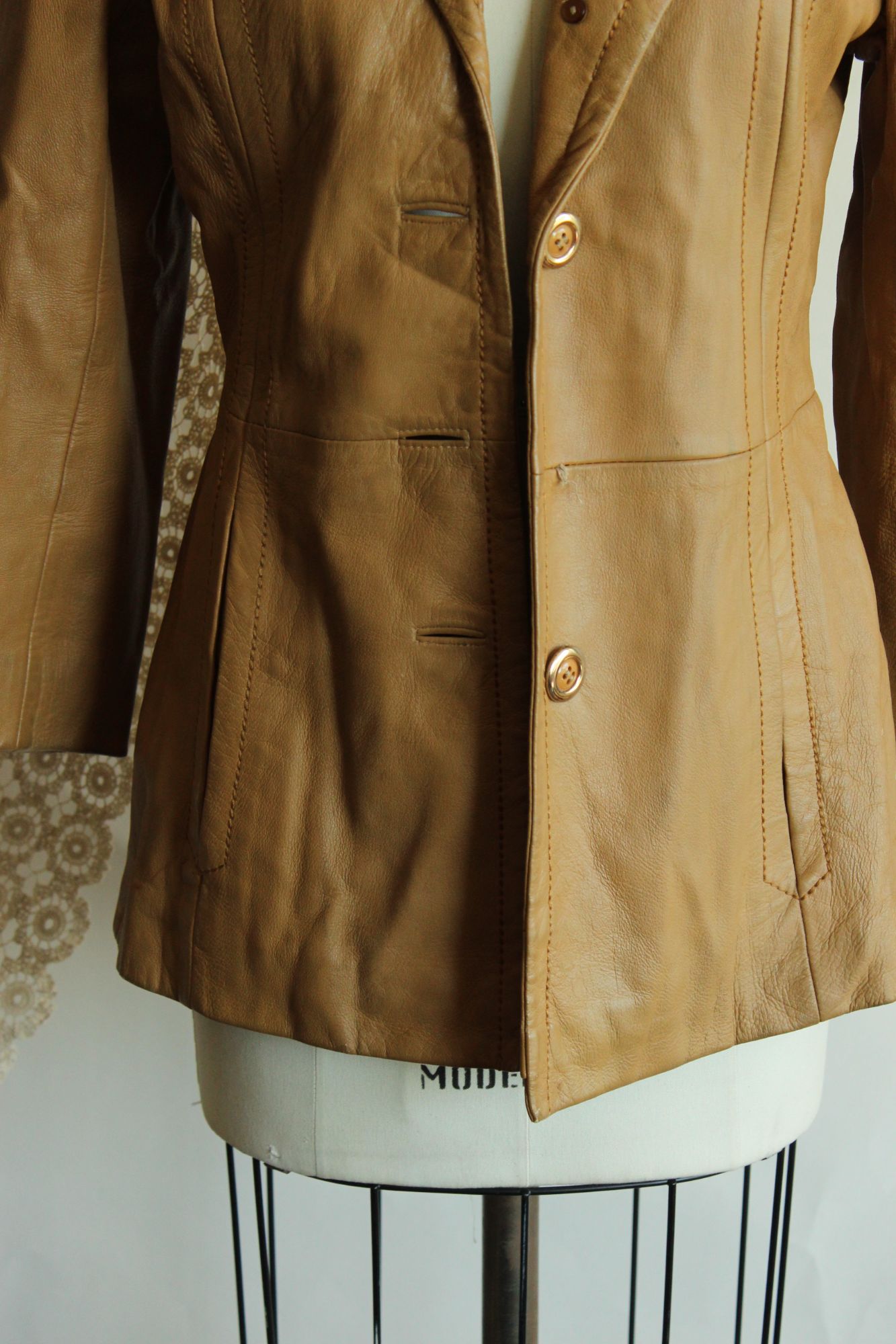 Vintage 1970s Danaya Tan Leather Jacket