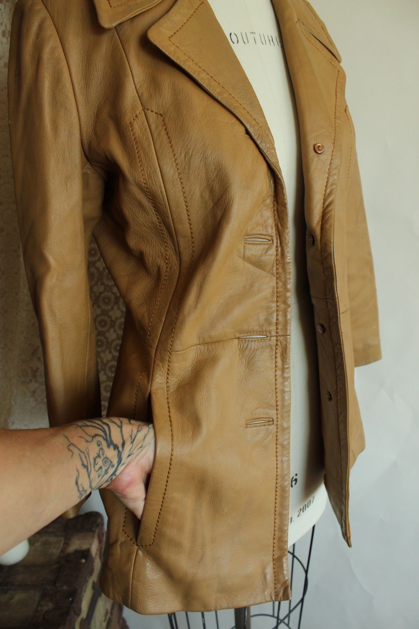 Vintage 1970s Danaya Tan Leather Jacket