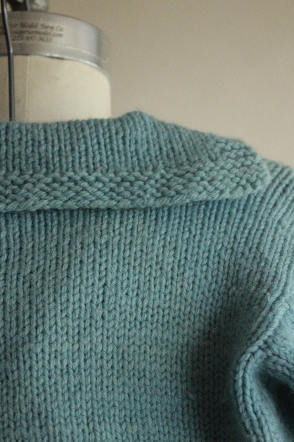 Vintage 1950s Blue Baby Knit Cardigan with Teddy Bear Applique