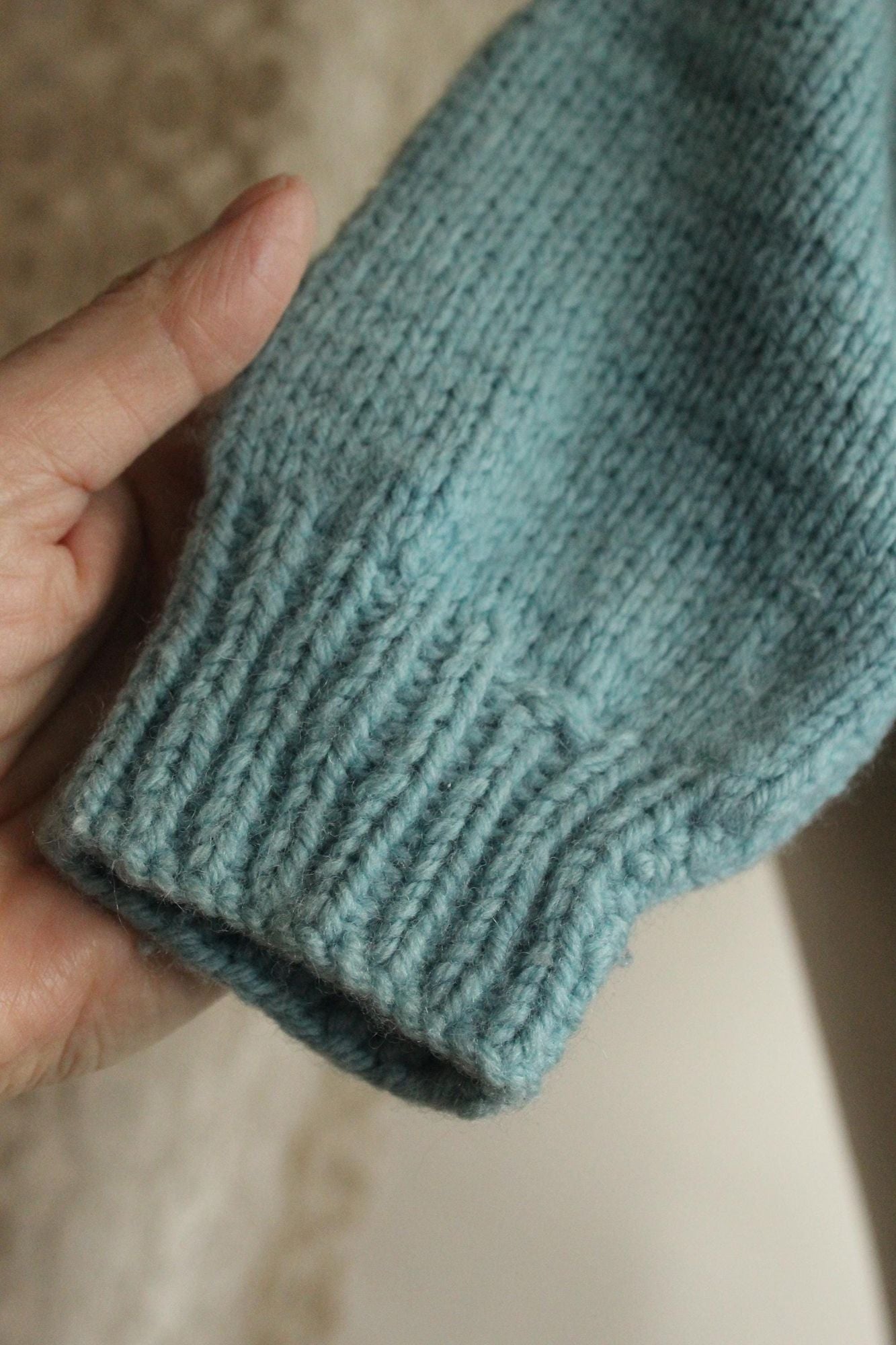 Vintage 1950s Blue Baby Knit Cardigan with Teddy Bear Applique