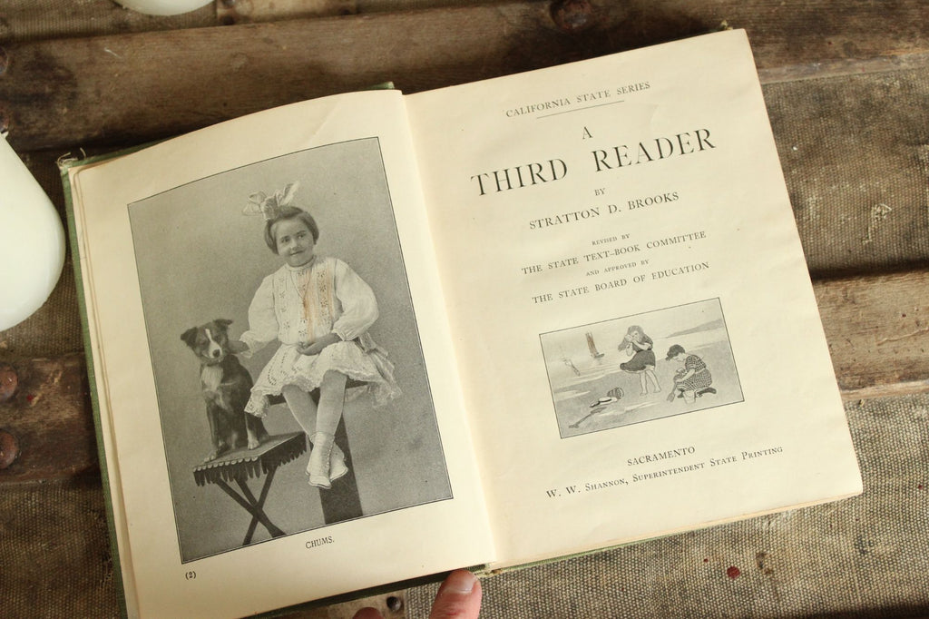 Vintage 1910s Book, "A Third Reader", by Stratton D. Brooks