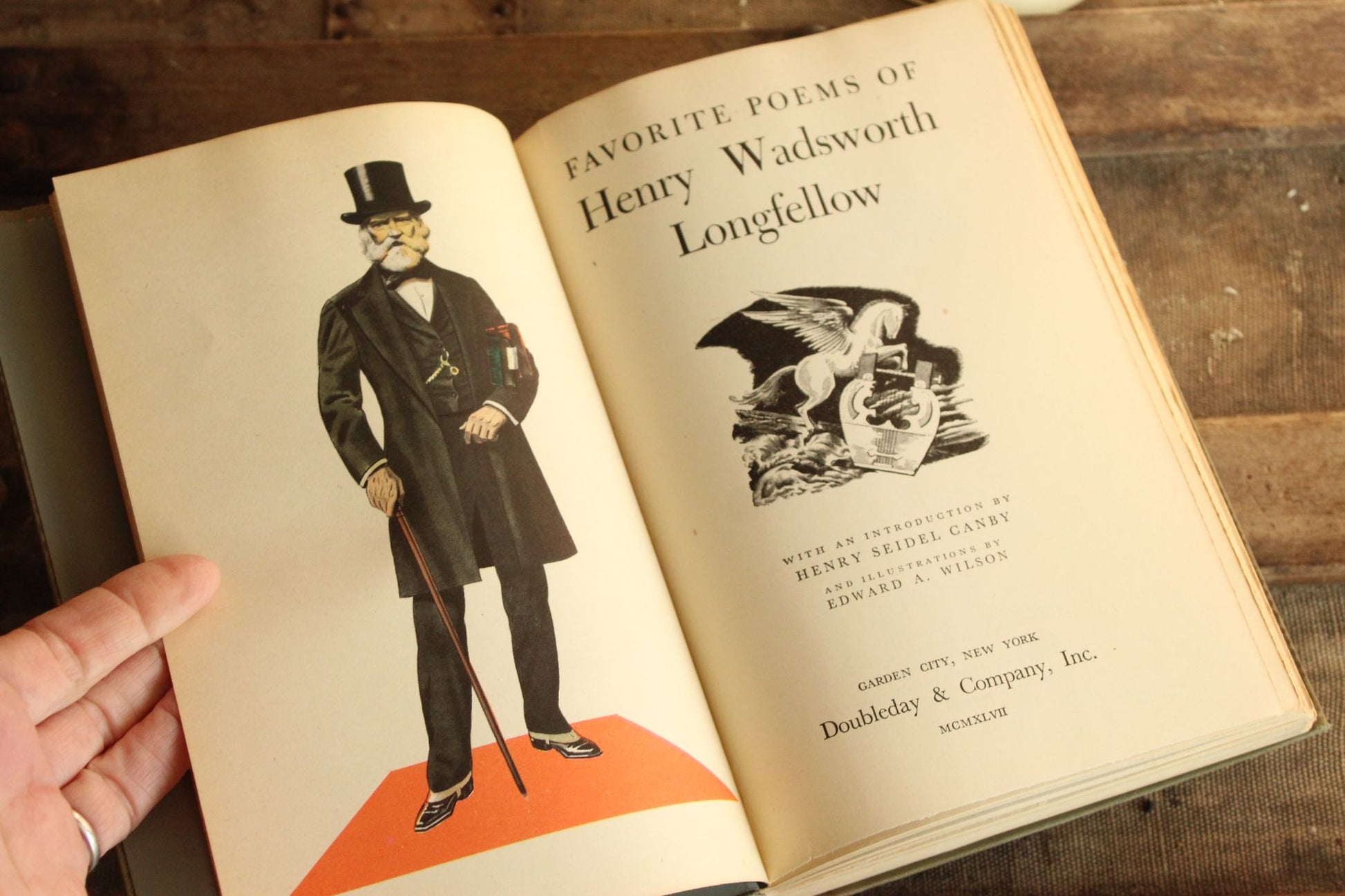 Vintage 1940s Book  "Favorite Poems of Henry Wadsworth Longfellow", First Edition