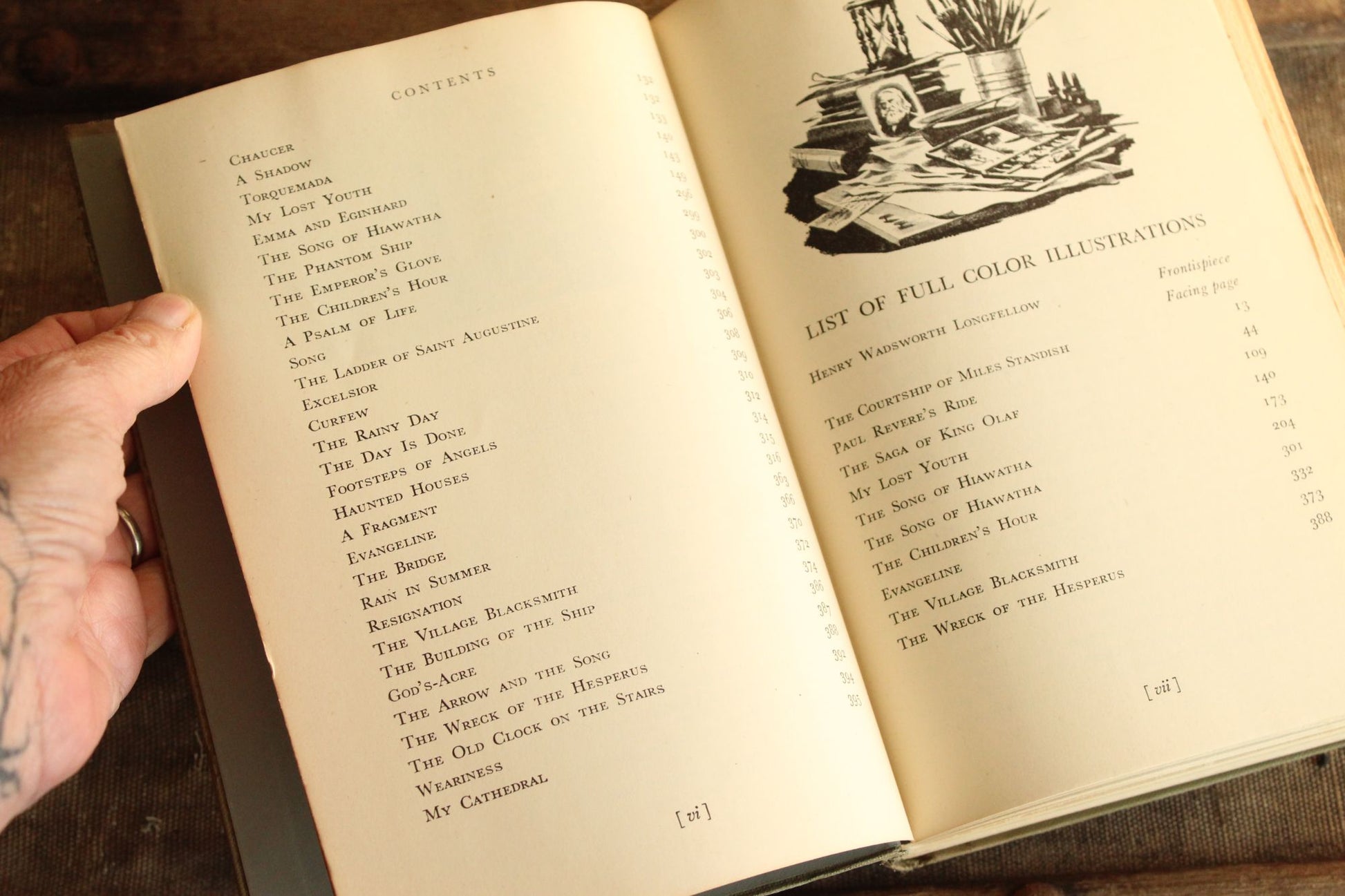 Vintage 1940s Book  "Favorite Poems of Henry Wadsworth Longfellow", First Edition