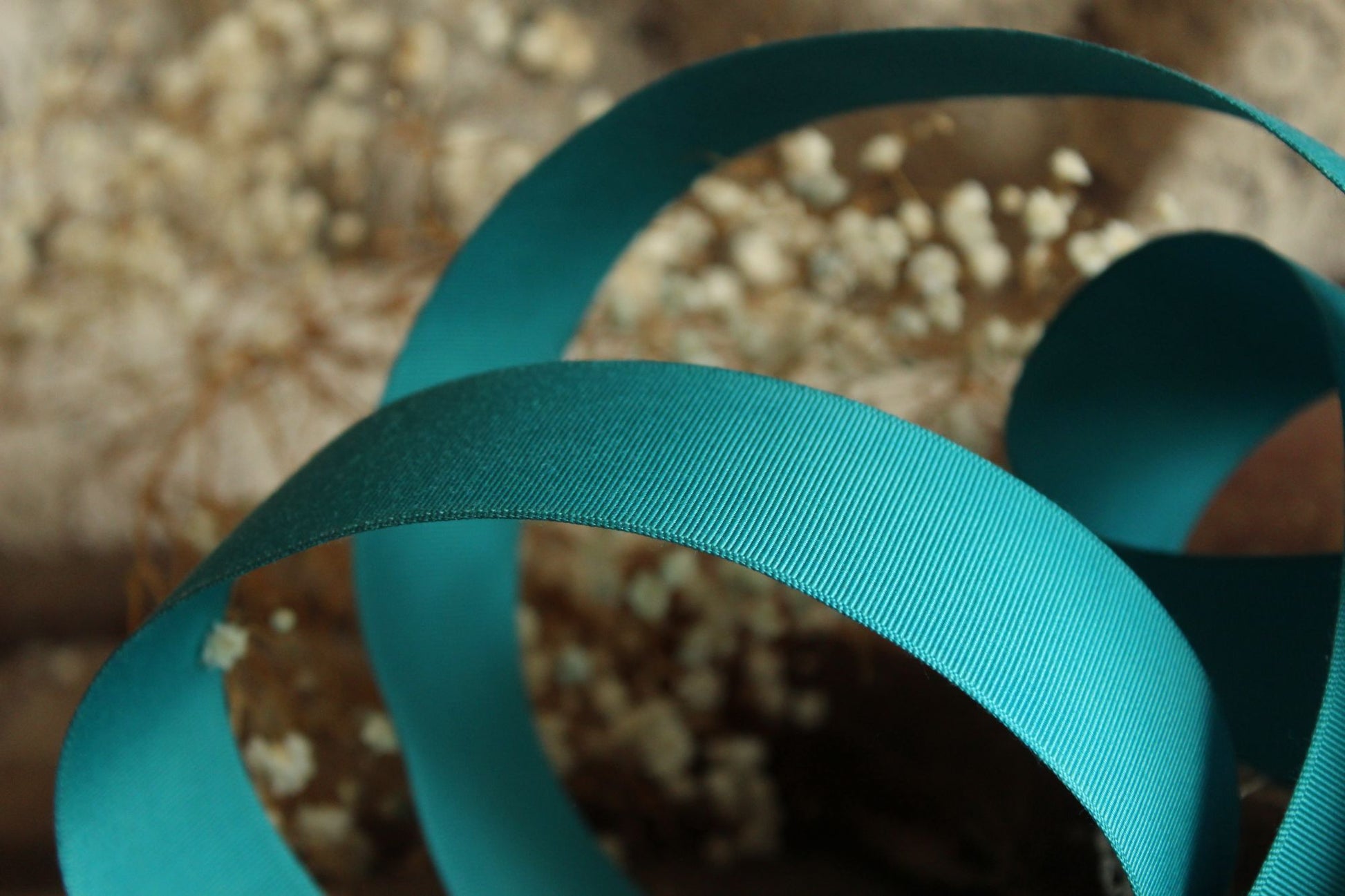 Vintage Teal Blue Grosgrain Ribbon Trim 1.5" Wide, 2 Yards