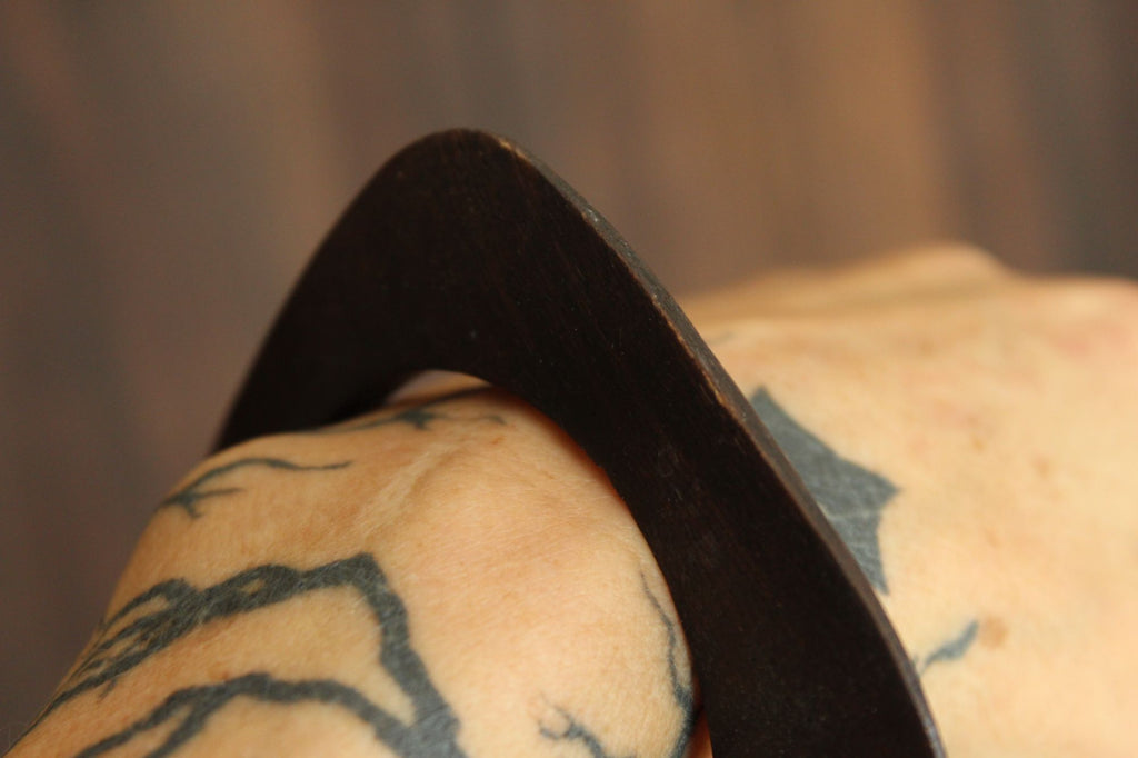 Vintage Brown Wood Carved Bangle Bracelet
