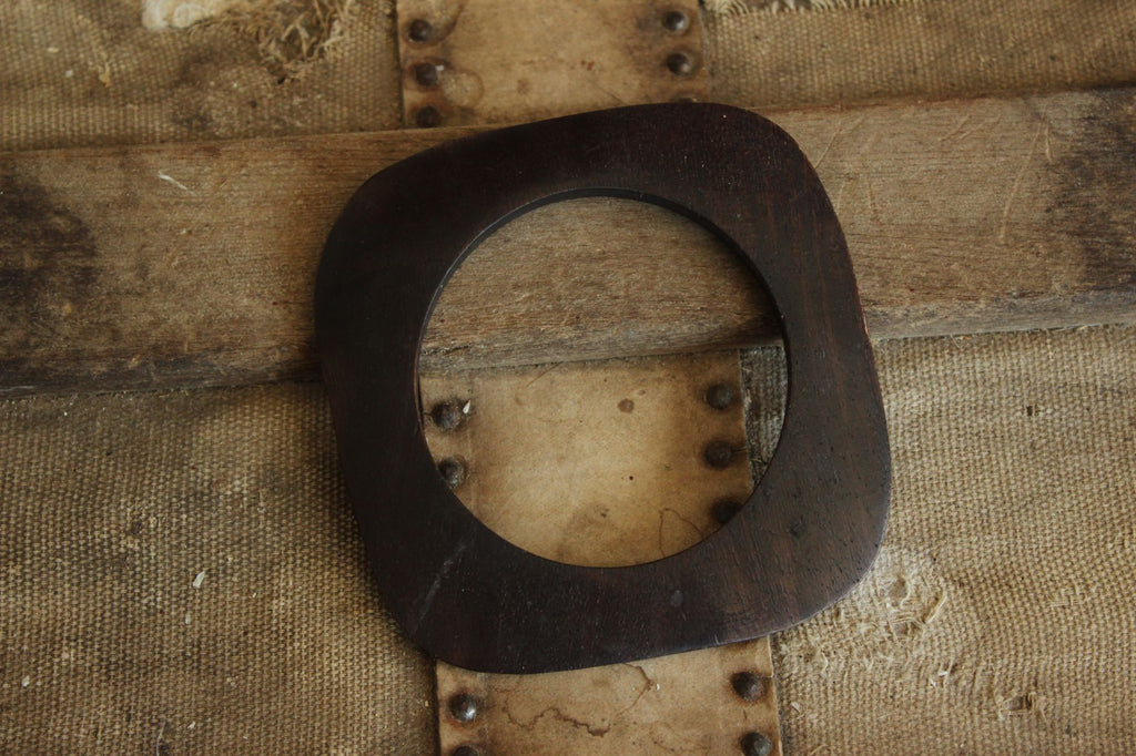 Vintage Brown Wood Carved Bangle Bracelet