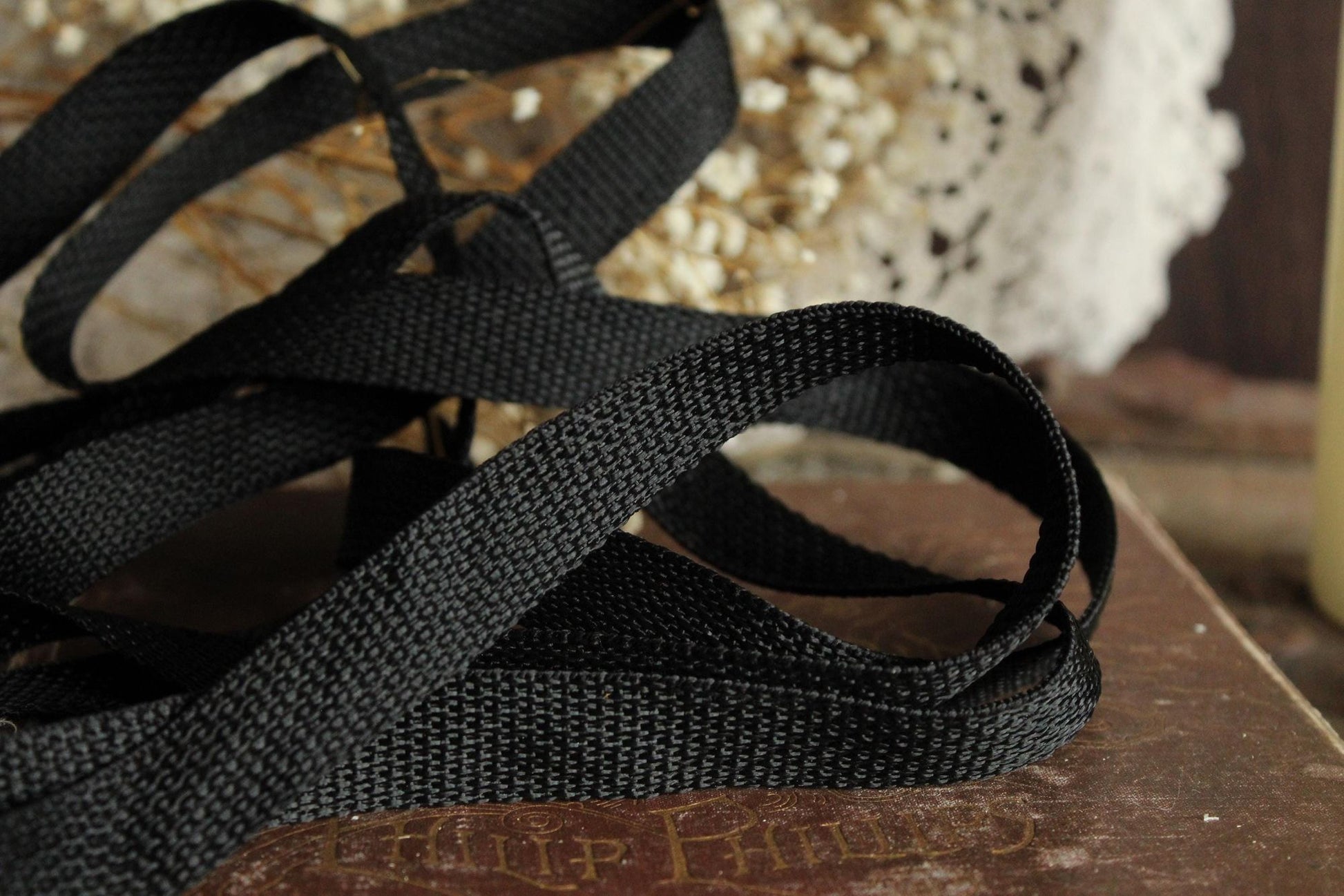 Heavy Duty Black Nylon Webbing: 3/4" Wide, Three Yards