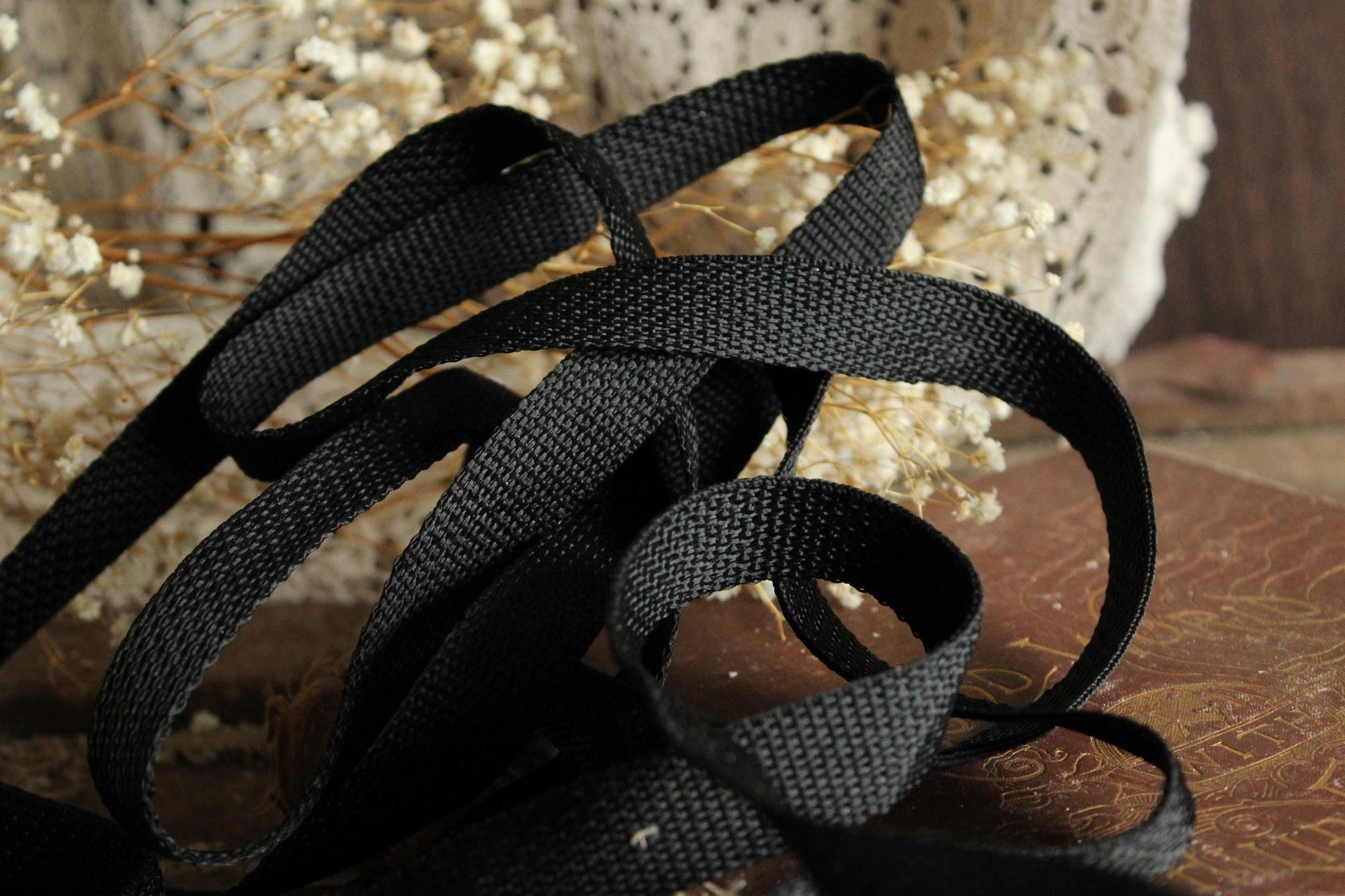 Heavy Duty Black Nylon Webbing: 3/4" Wide, Three Yards