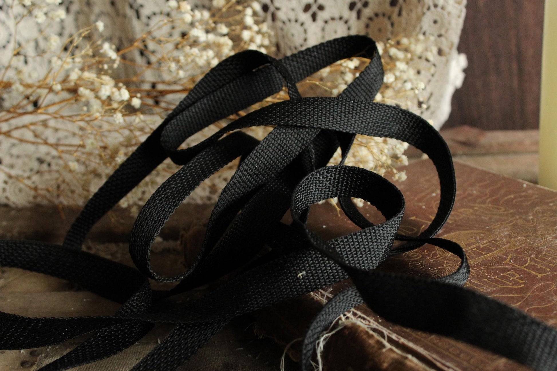 Heavy Duty Black Nylon Webbing: 3/4" Wide, Three Yards