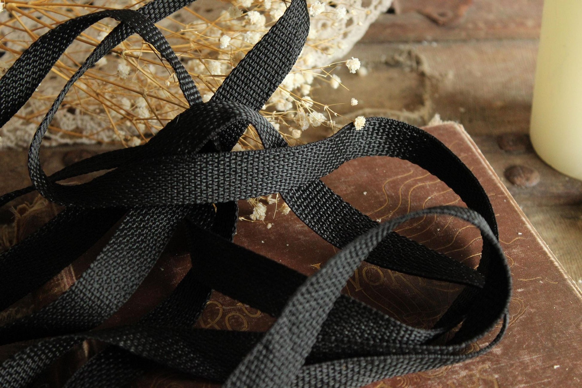 Heavy Duty Black Nylon Webbing: 3/4" Wide, Three Yards