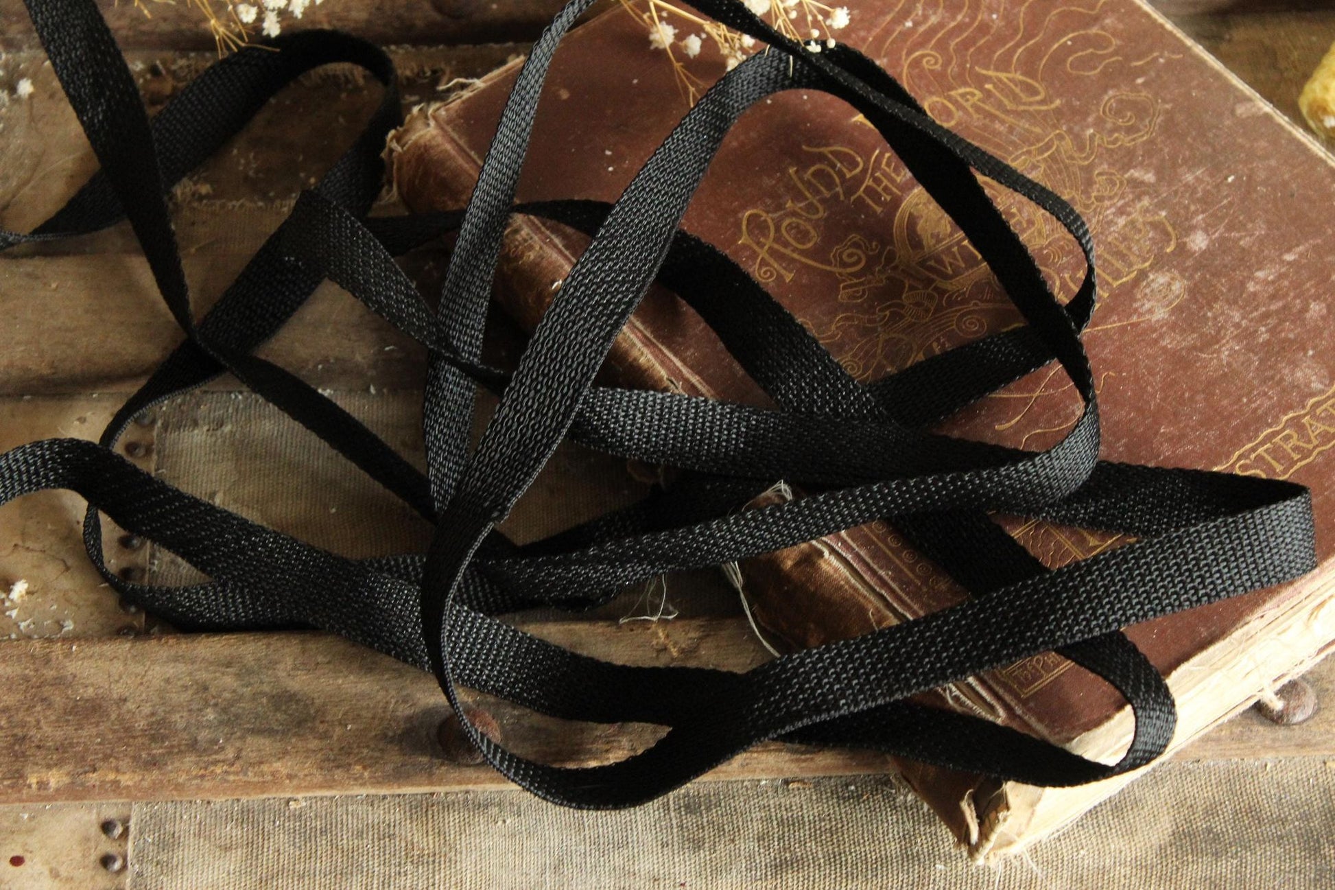 Heavy Duty Black Nylon Webbing: 3/4" Wide, Three Yards